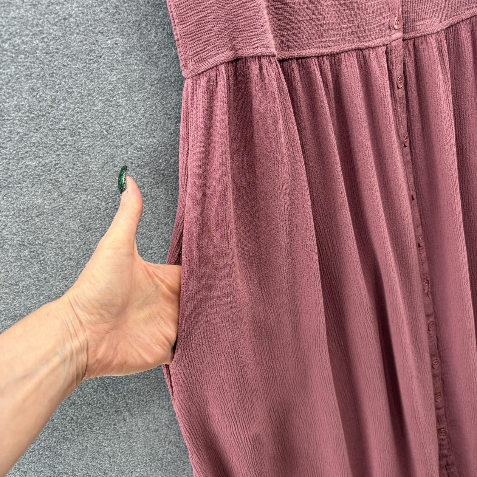 Frye Dress Medium Pink Button Tank Rayon Knit Boho Cottage Casual Relaxed Summer