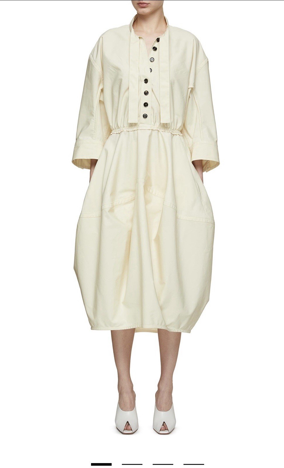 BOTTEGA VENETA BALLOON SHAPE COTTON TWILL DRESS Size 38 $3035