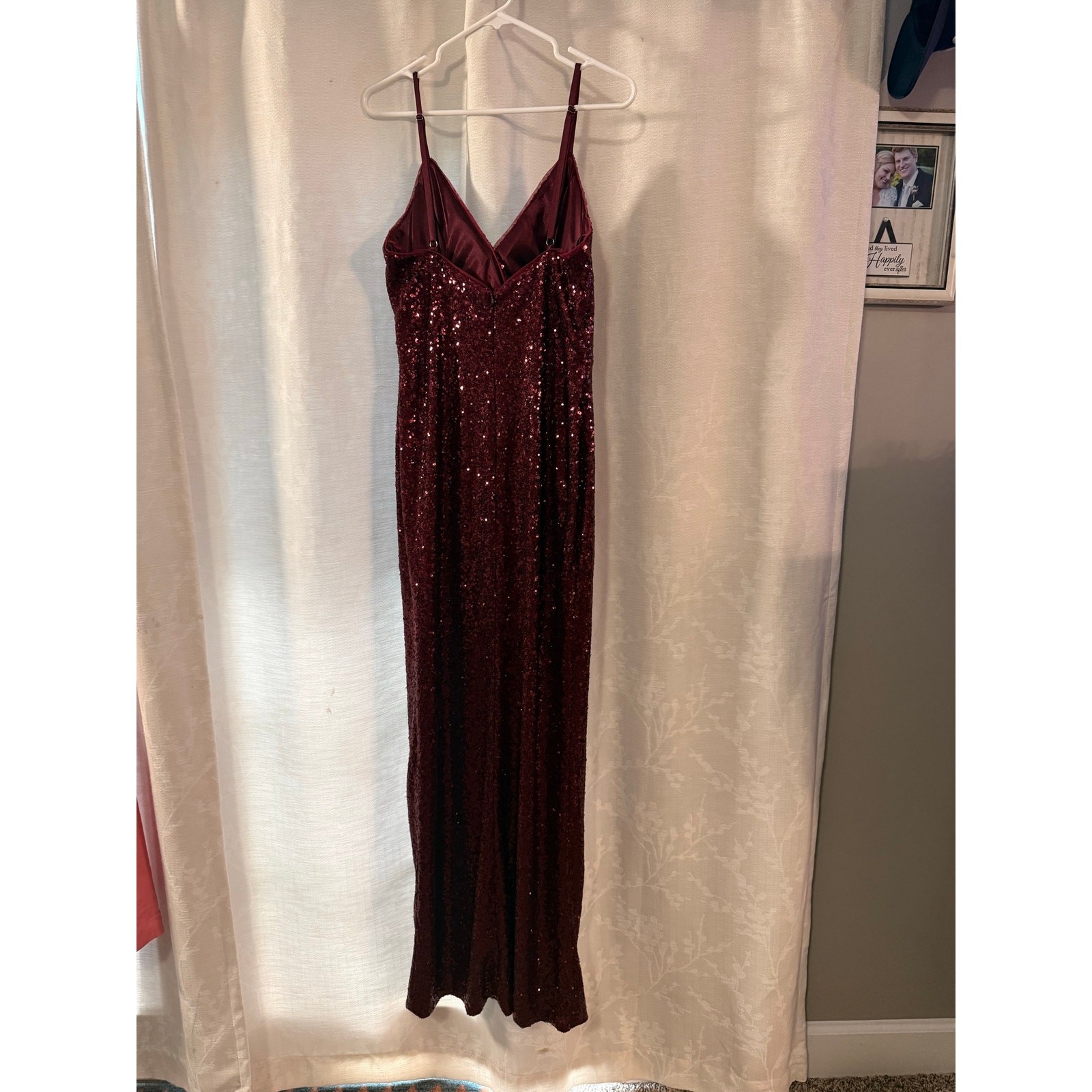 Revelry Rava Sequin Dress Cabernet Size 8 Bridesmaid Formal Maxi Gown Slit