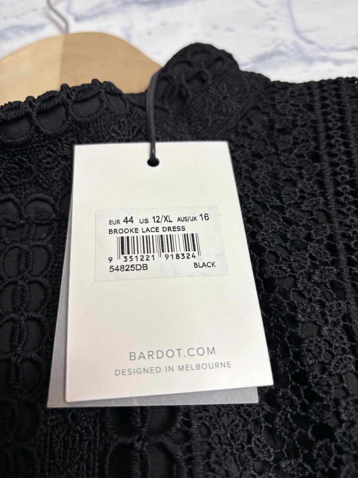 Bardot Brooke Lace Dress Black Size 12 XL NWT Puff Sleeve Mock Neck Cocktail