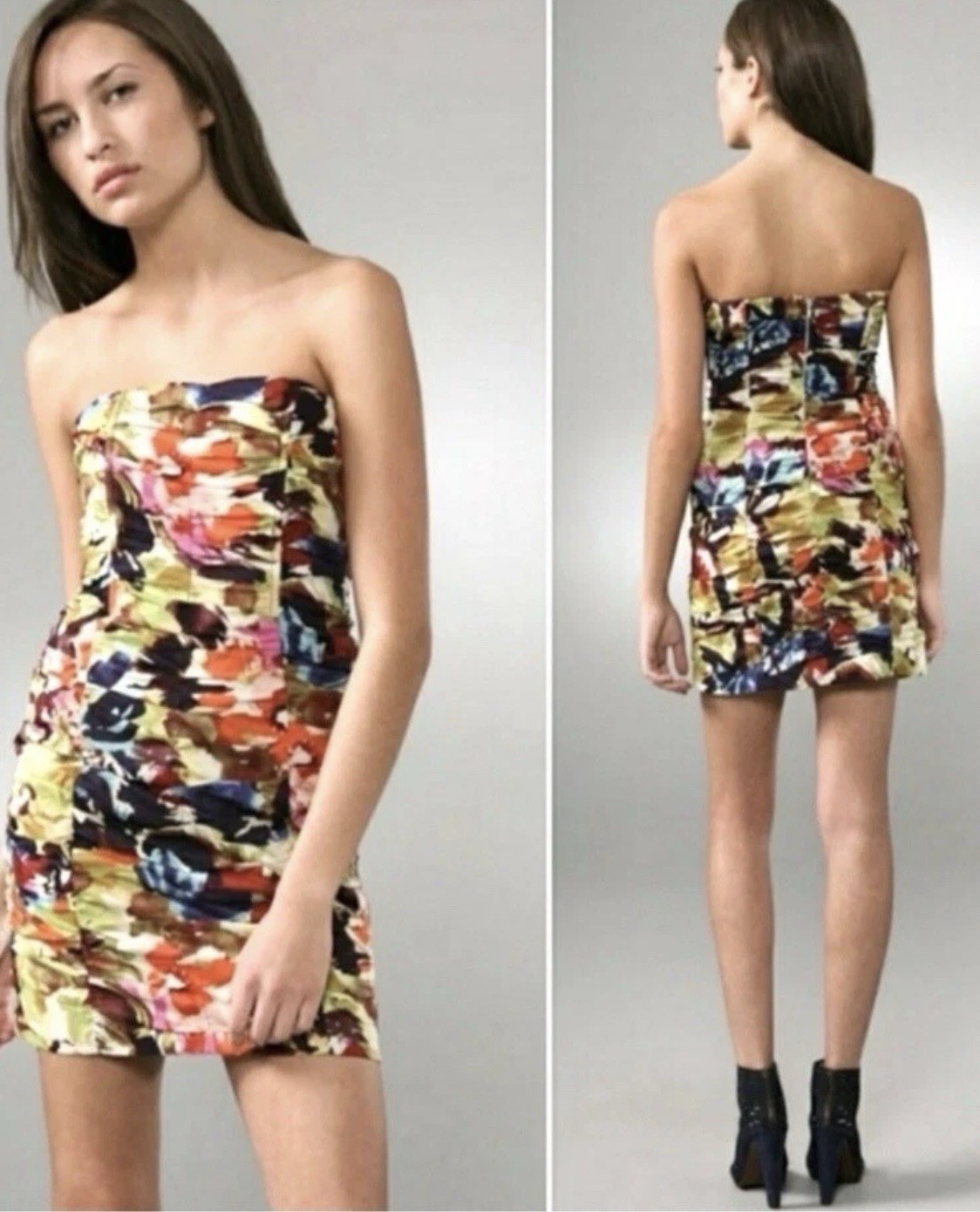 BB DAKOTA STRAPLESS RUCHED LINED MINI DRESS SIZE 8