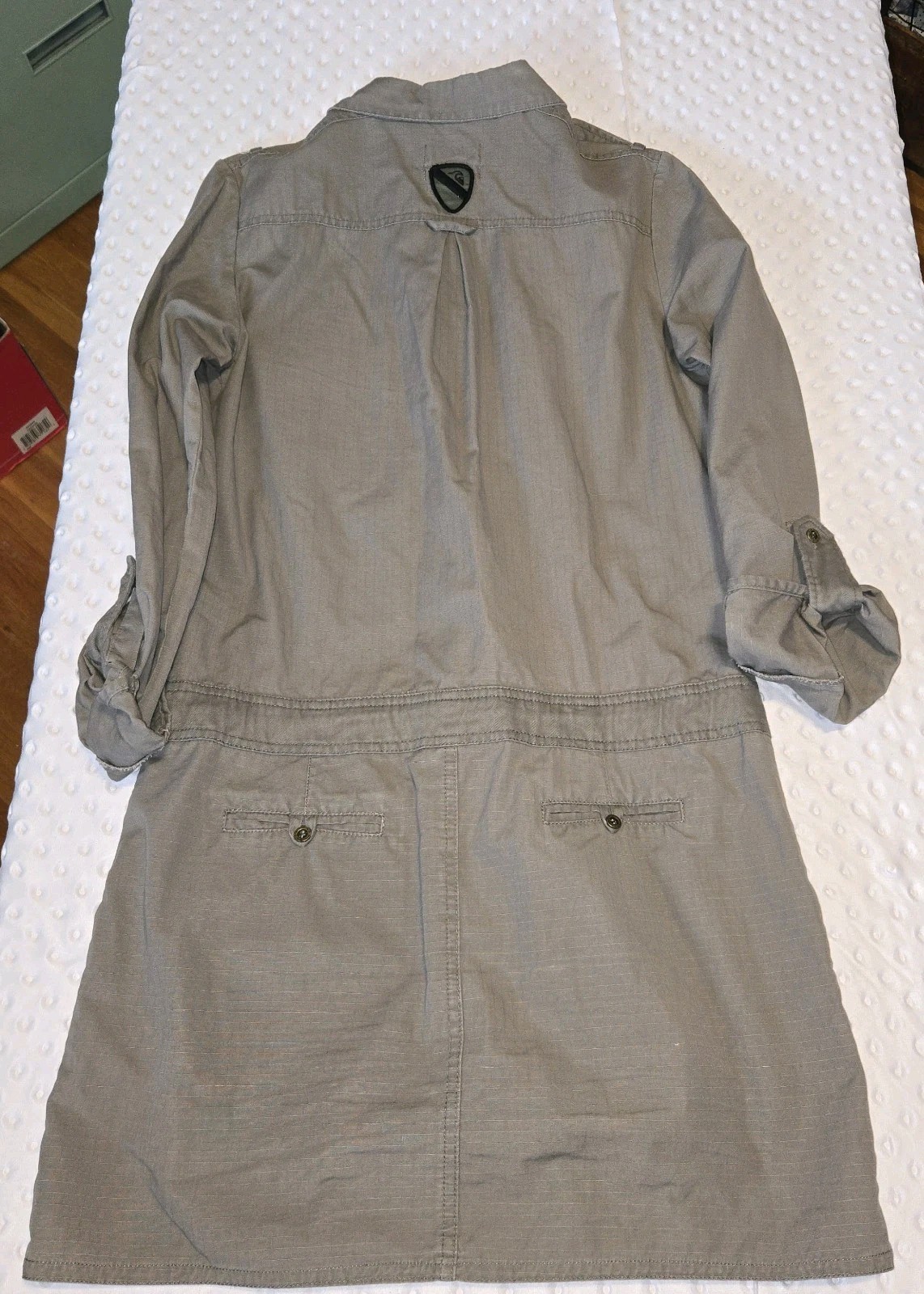 Quiksilver Gray Medium Sheath Button Up Utility Shirt Dress
