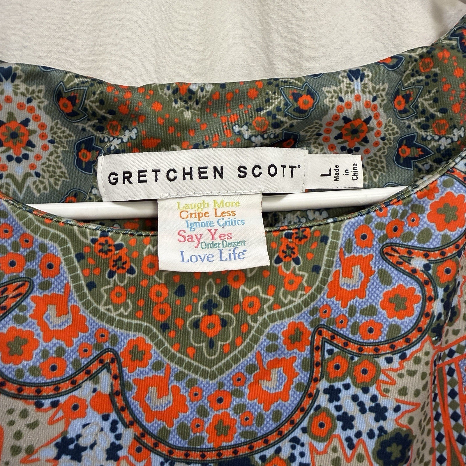 Gretchen Scott Rouched Waist Paisley Dress Women’s Large Performance UPF Green