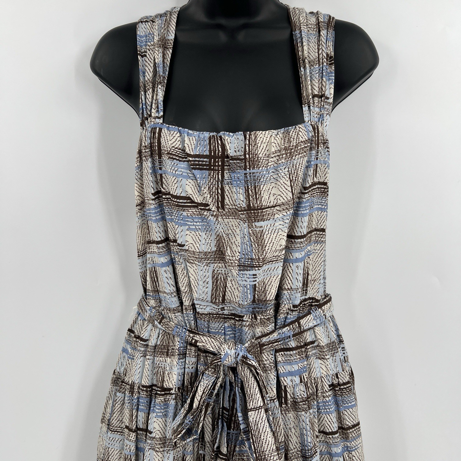Sofie the Label Maxi Dress Size Large Belted Tie Waist Criss Cross Straps Zip Up