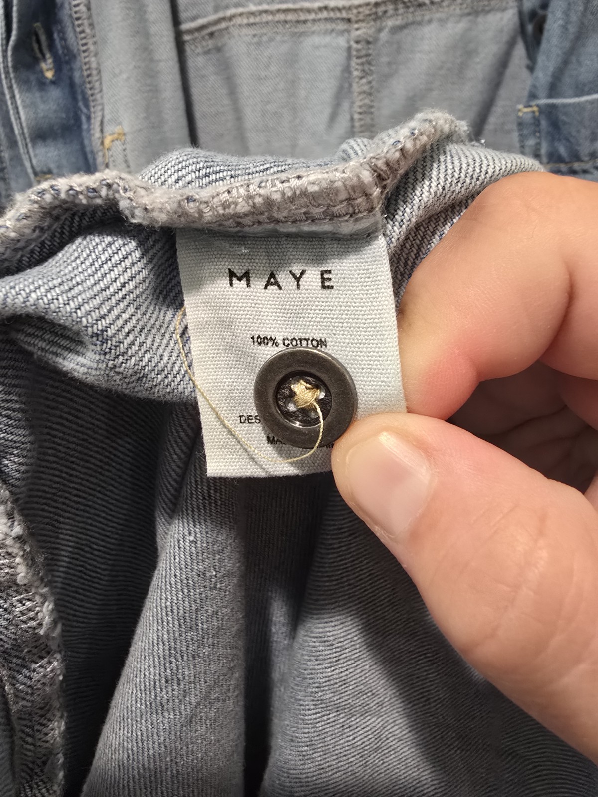 Maye The Label Montana Light Wash Denim Midi Shirt Dress Size Medium
