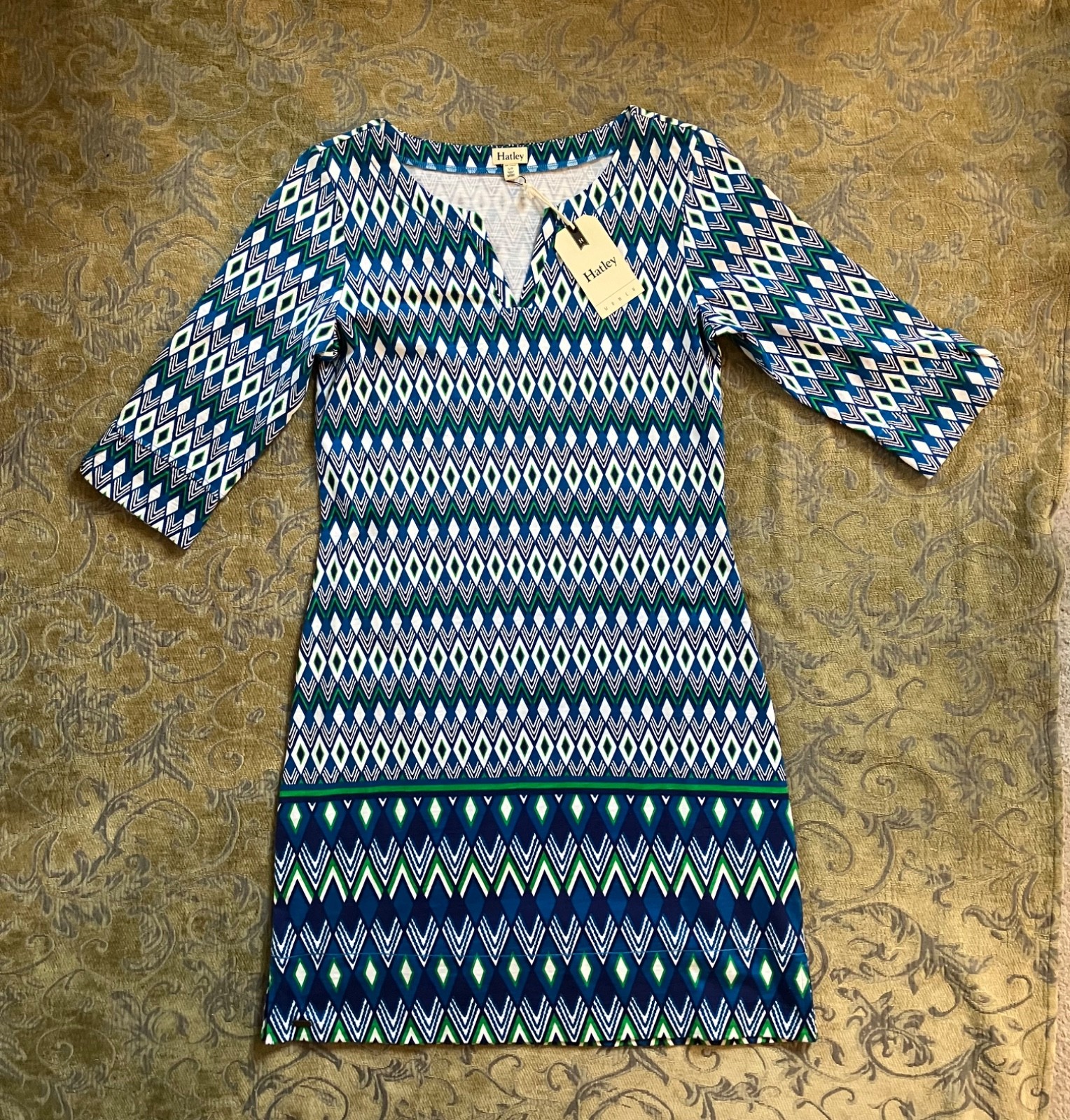 NWT Womens Hatley Peplum Dress Blue Diamond Size Small