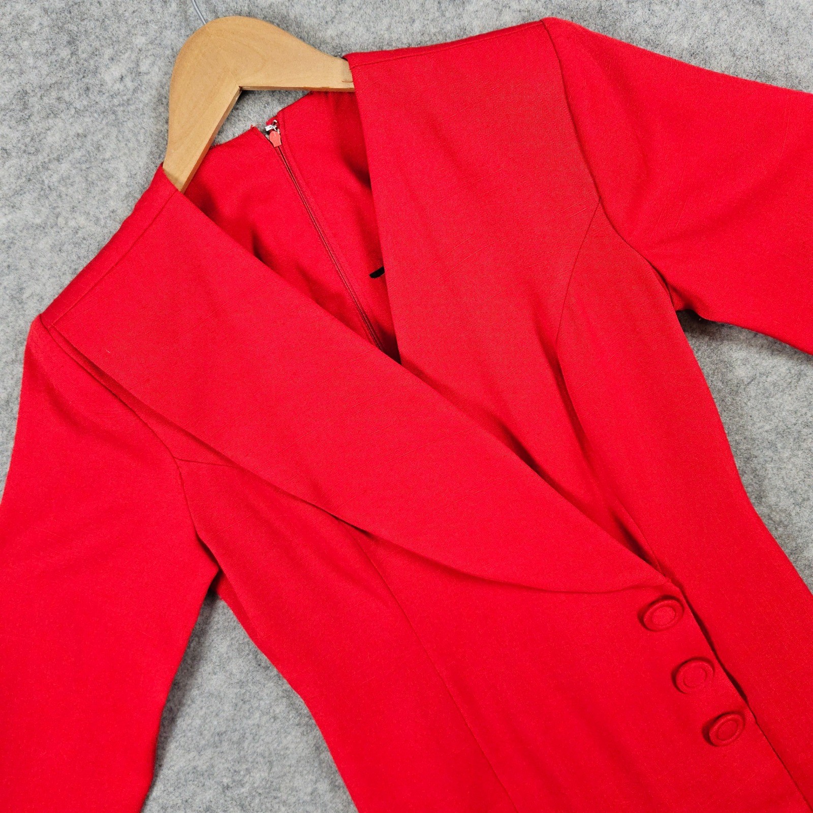Vintage Haggar Women’s Red Blazer Dress Size 4 Button Detail Office Professional