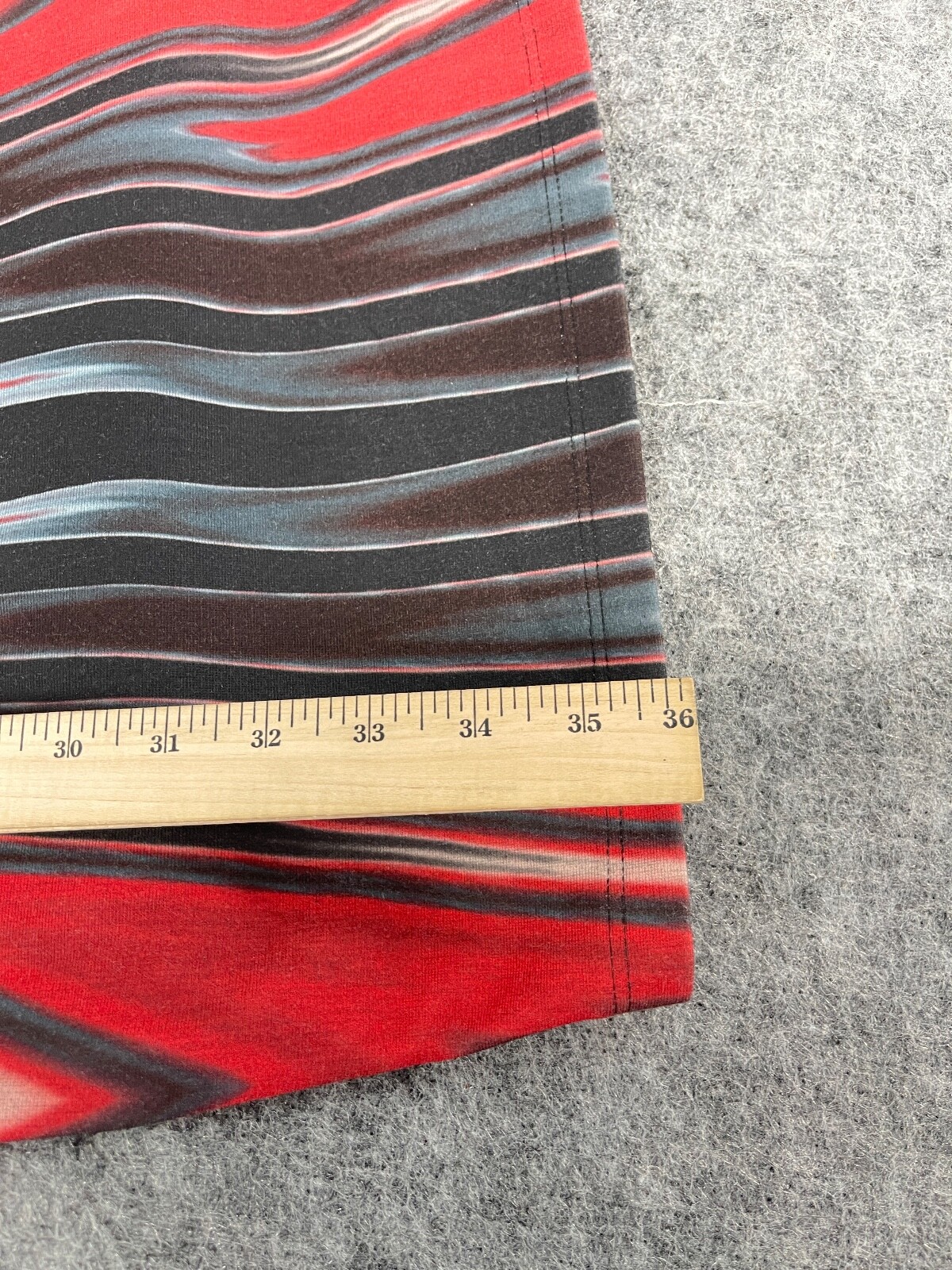 Red Apple Sheath Dress Womens Large Tie Dye Striped 1/2 Sleeve Black Red N329