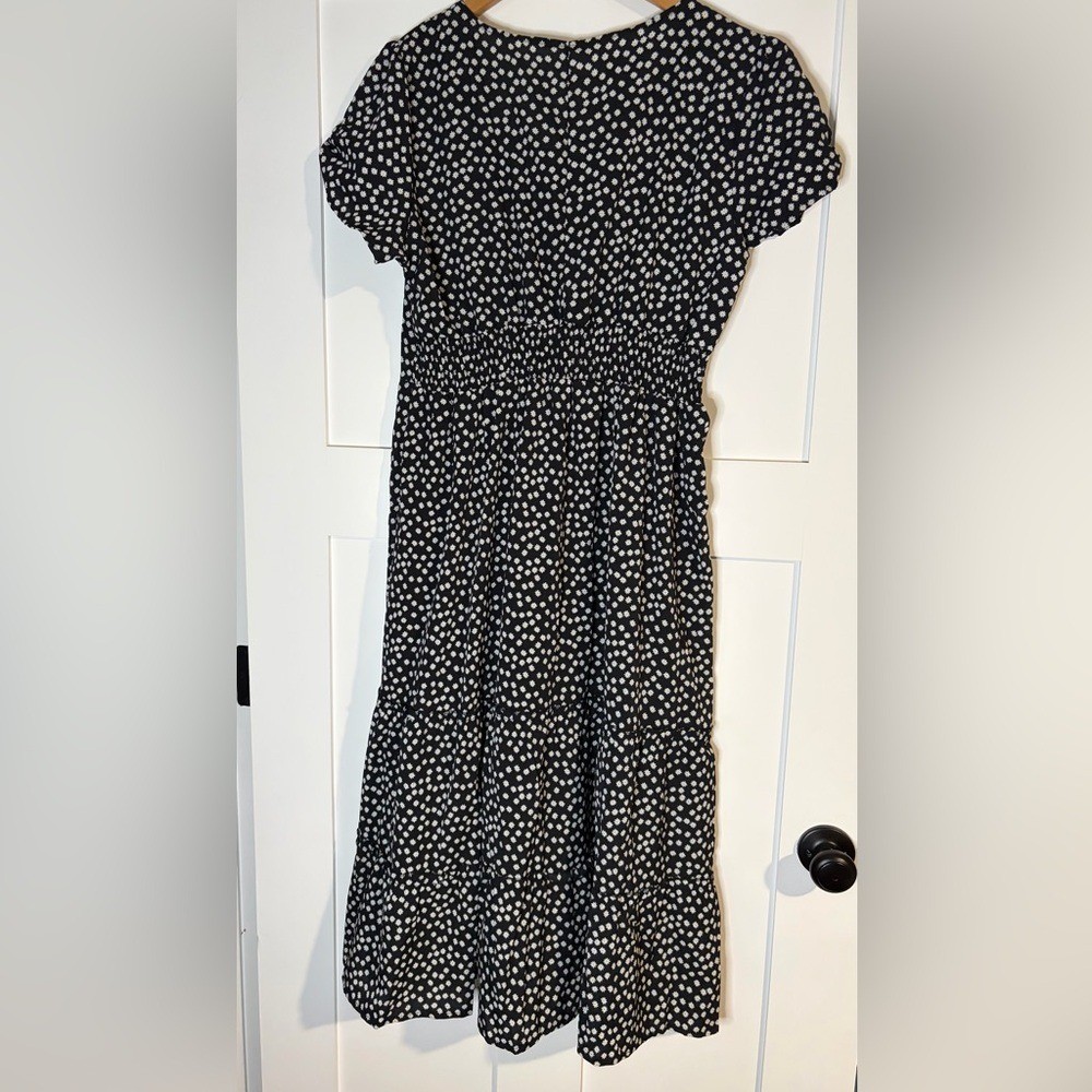 Elegant Black Polka Dot Dress XL