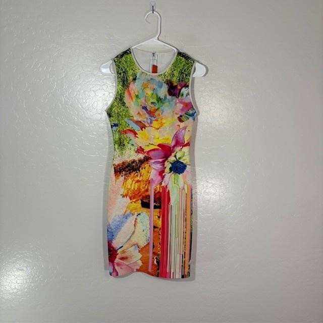 Clover Canyon Dress Womens Small Multicolor Floral Sheath Sleeveless Made USA