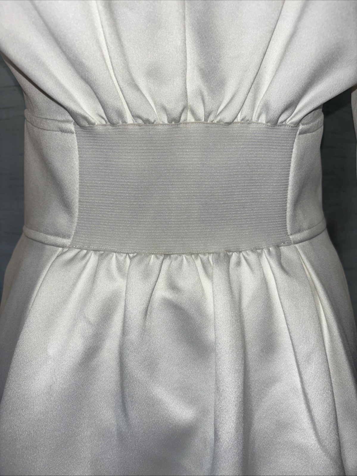 Akira Modern Chic Sleek Bodycon Structured White Satin Corset Blazer Dress SZ M