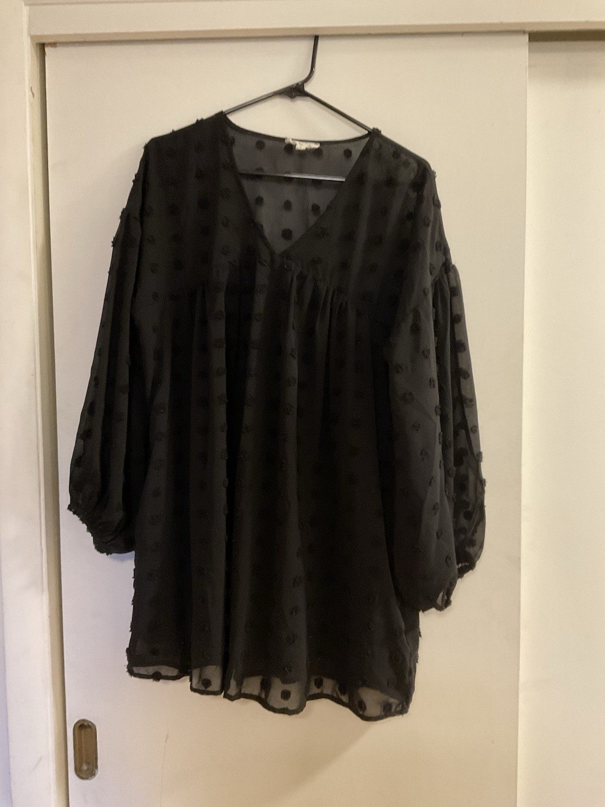 Andrée by Unit Boho S Blue Striped Embroidered V-Neck 3/4 Sleeve