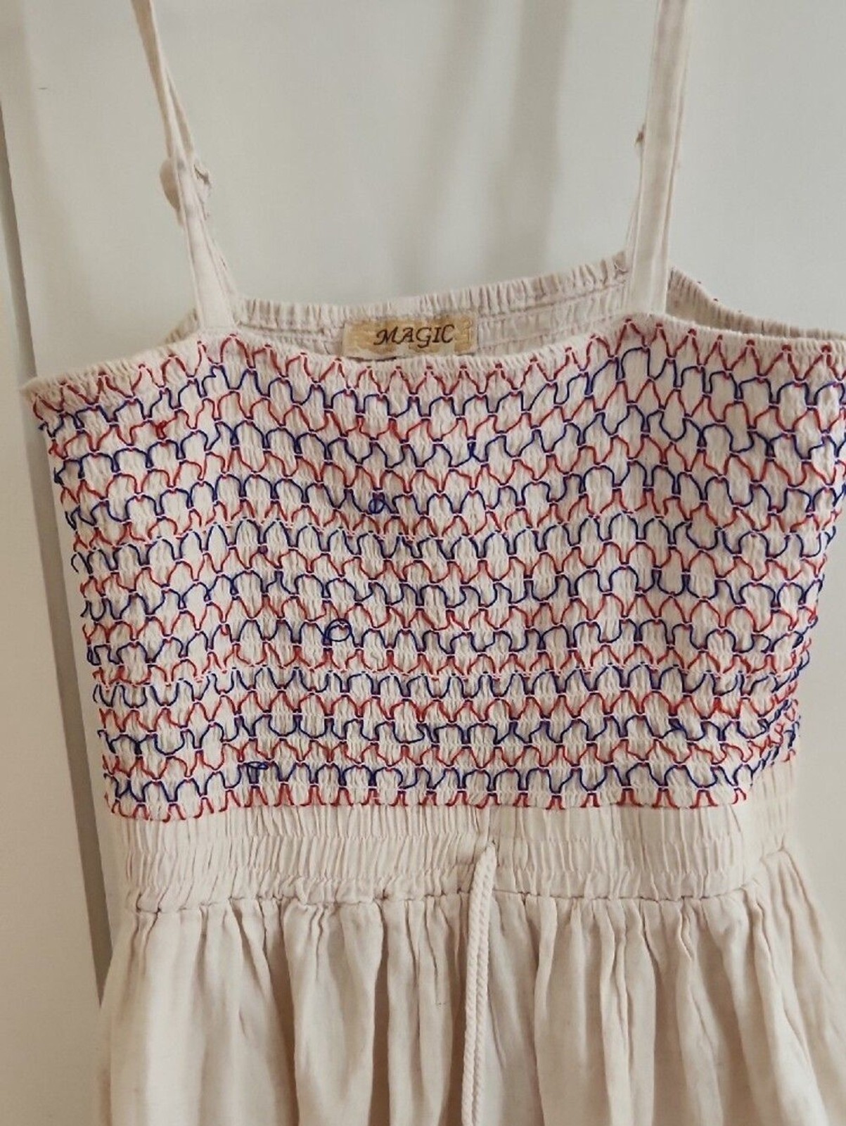 MAGIC Cream Smocked Dress Sz S
