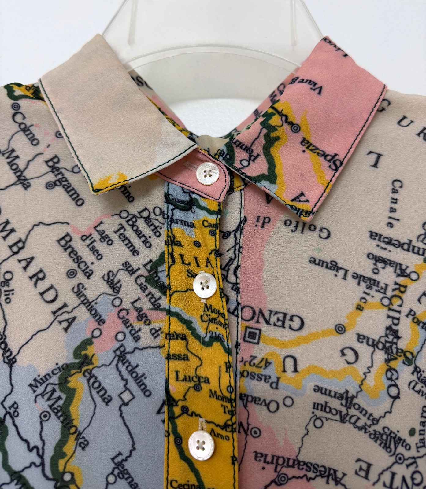 Derek Lam 10 Crosby Map Print Midi Shirt Dress Italy Short Sleeve 4