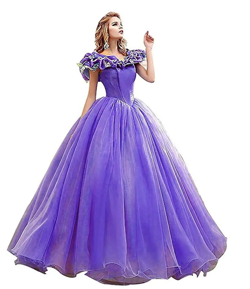 Ball Gown Princess Cinderella Butterfly Off the Shoulder Ball Gown Prom Dresses