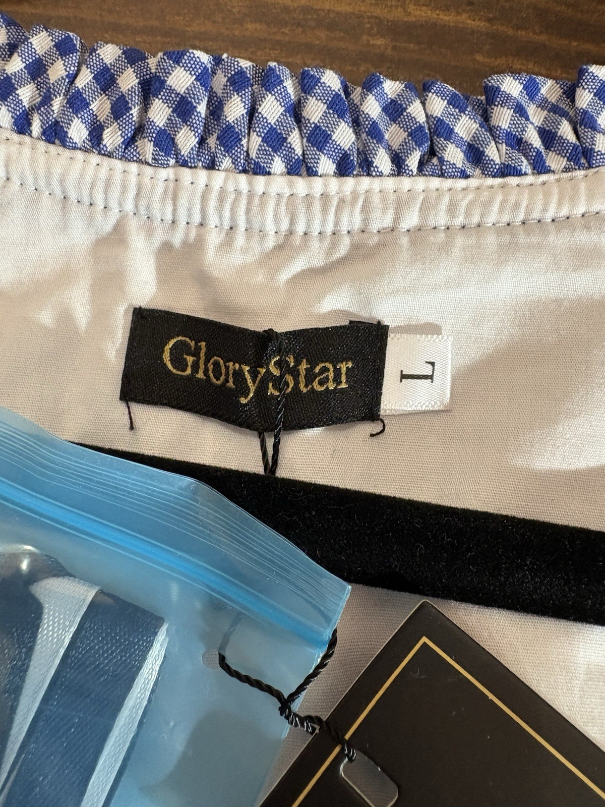 NWT GloryStar Gingham Blue Bavarian Dirndl Oktoberfest Dress Zip Up Lace Large