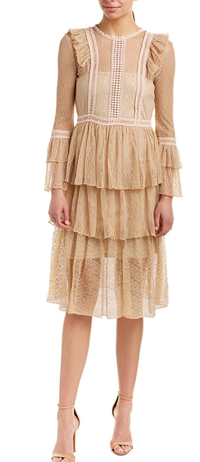 NWT $274 Women’s Alison New York, Victorian Laced Tiered Dress, M