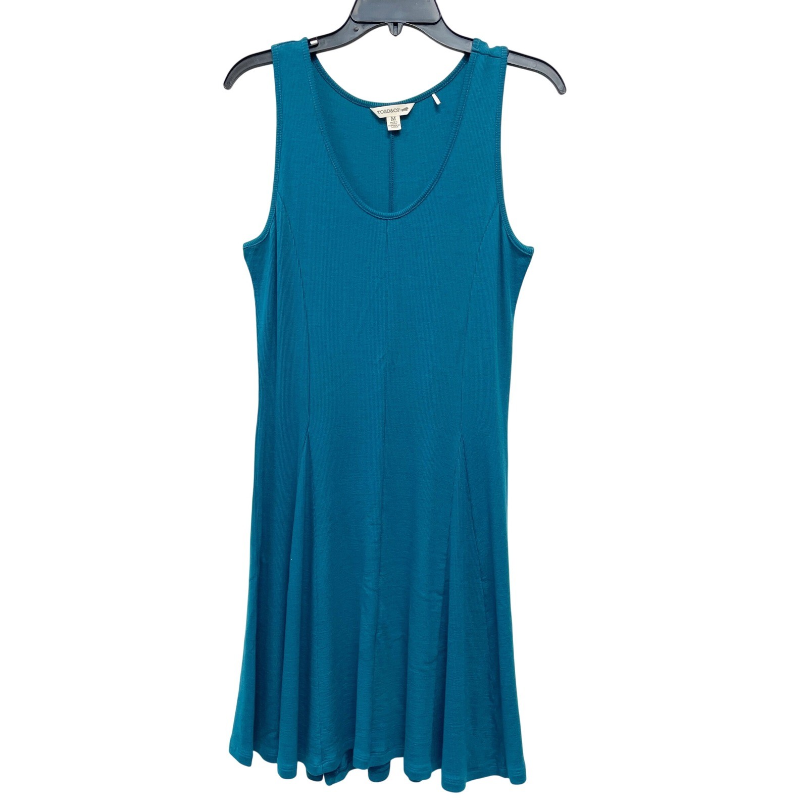 Toad & Co Women’s Teal Blue Daisy Ribbed Sleeveless Mini Dress Size M