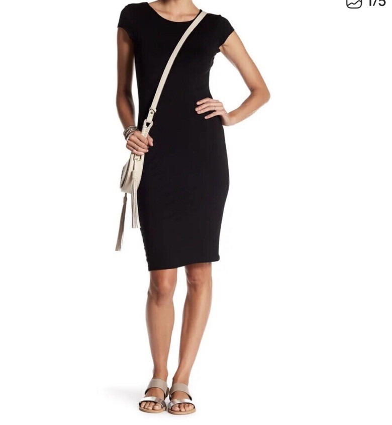 Velvet Torch Black Cap Sleeve Midi Bodycon Dress Size Small Great conditions