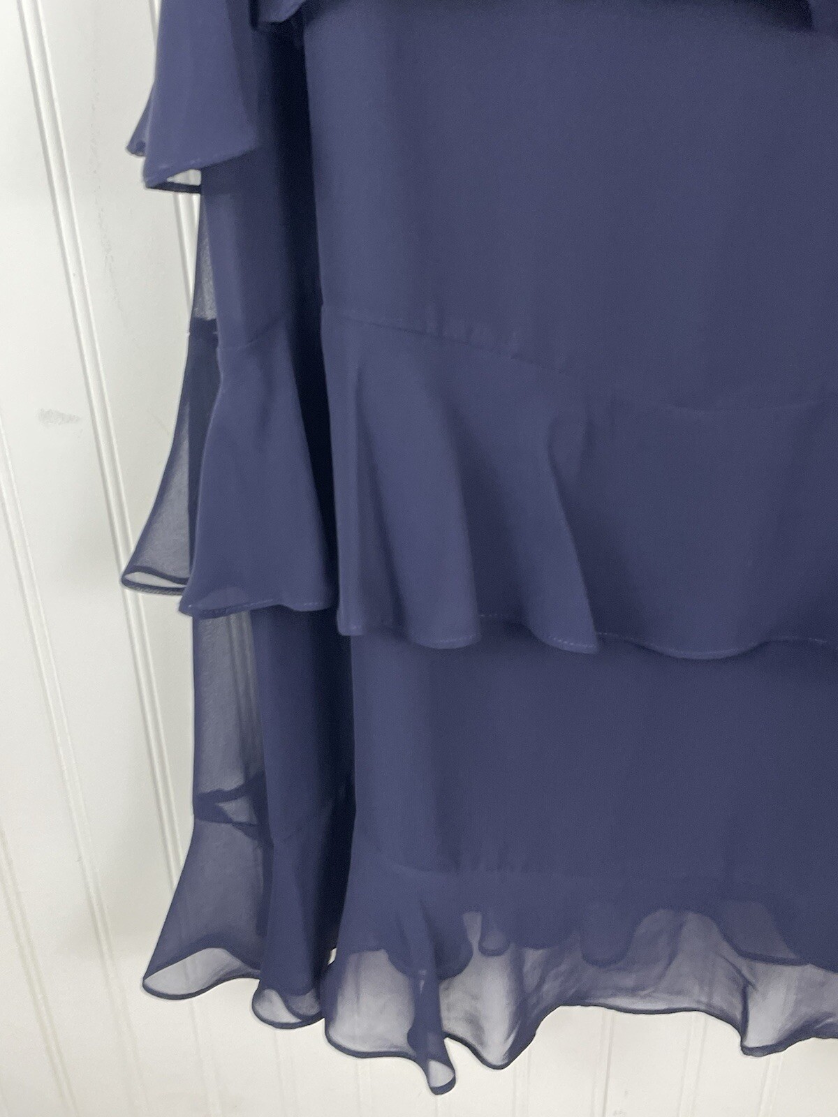 J Howard Womens Navy Tiered Ruffle Sleeveless Chiffon Dress 10