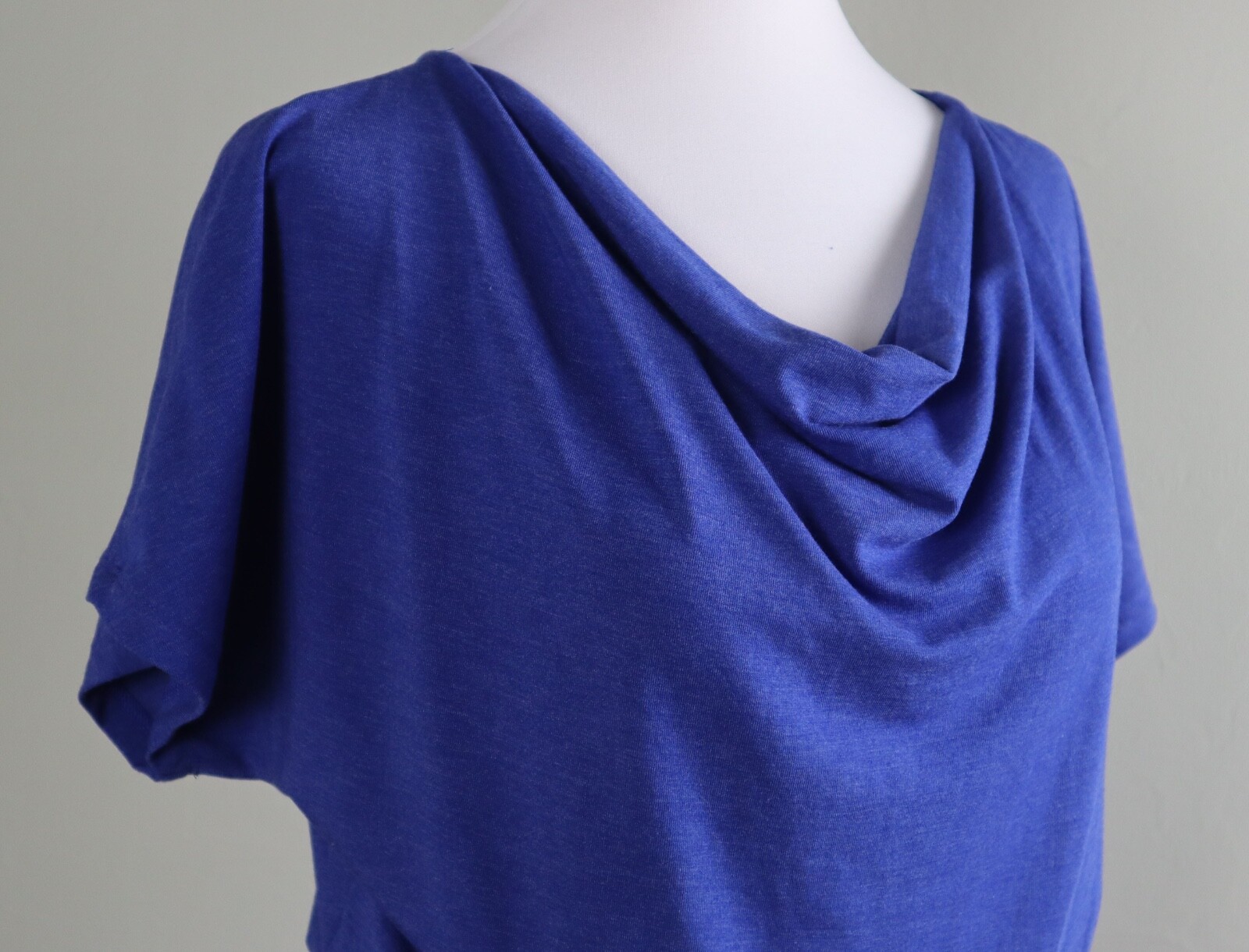 BETABRAND $98 Super Soft Stretch Draped Neck Gathered Waist Dress Size Small