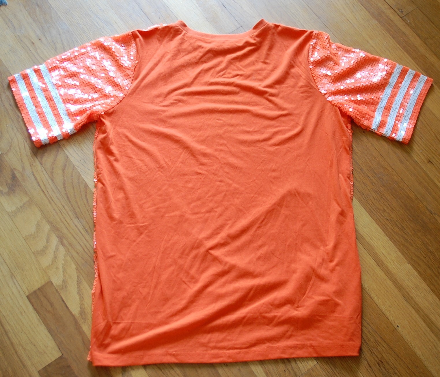 Why Dress One Size Clemson Tigers Orange Sequin Shirt Dress College Game Day J3