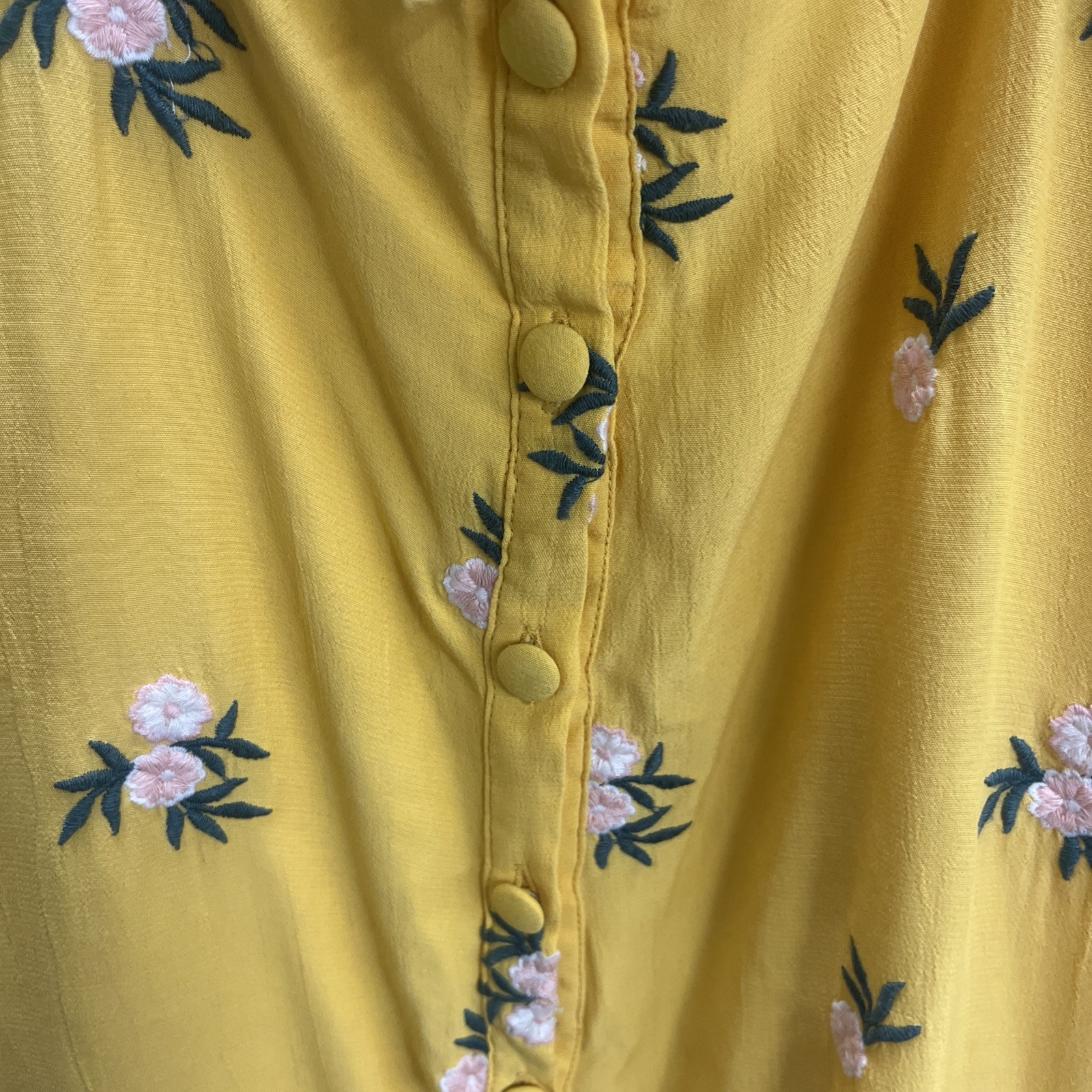 Privacy Please Yellow Flowery Midi Strappy Dress Womens Size S