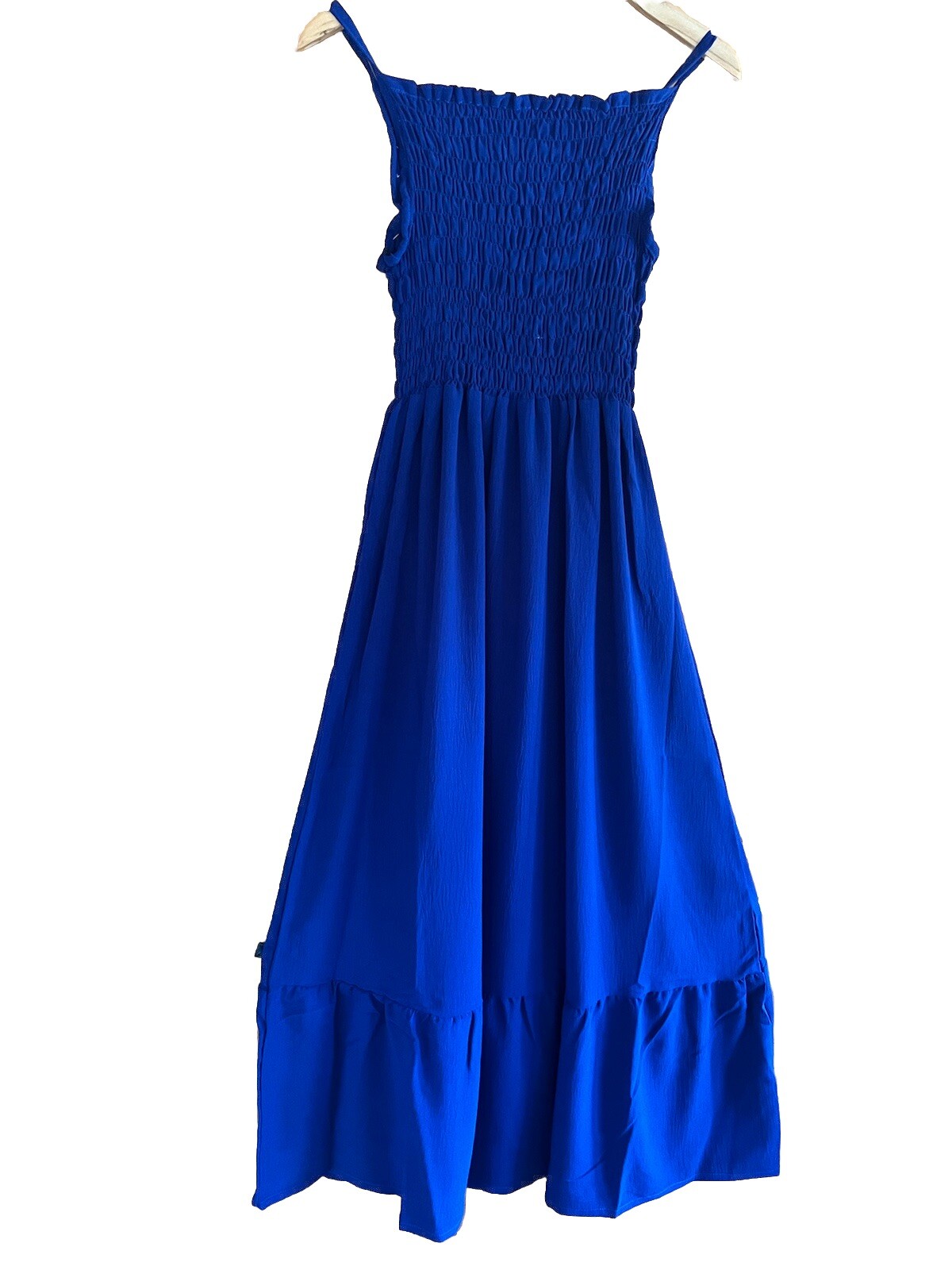 Womens Spaghetti Strap Smocked Tiered Long Beach Sun Dress Free Size S – L