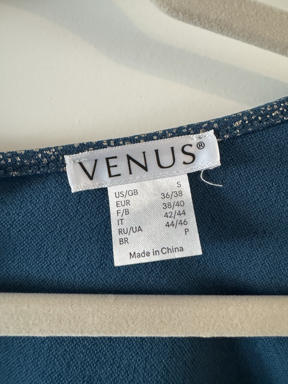 VENUS Teal with Gold Glitter Hi-Low Bell Sleeve Party Dress Size S