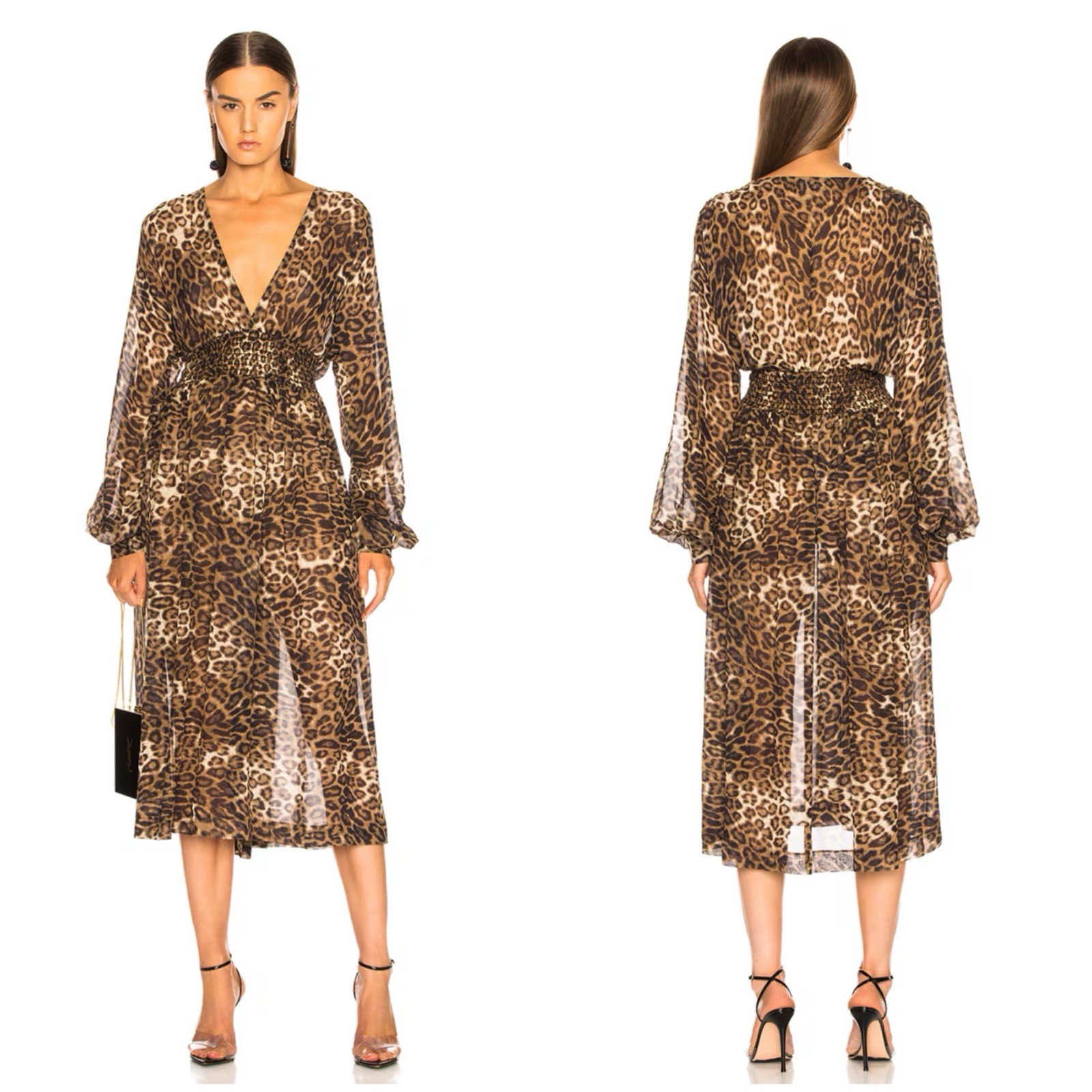 NILI LOTAN $825 Leopard Print 100% Silk Brienne Dress Large Boho Chic Mobwife