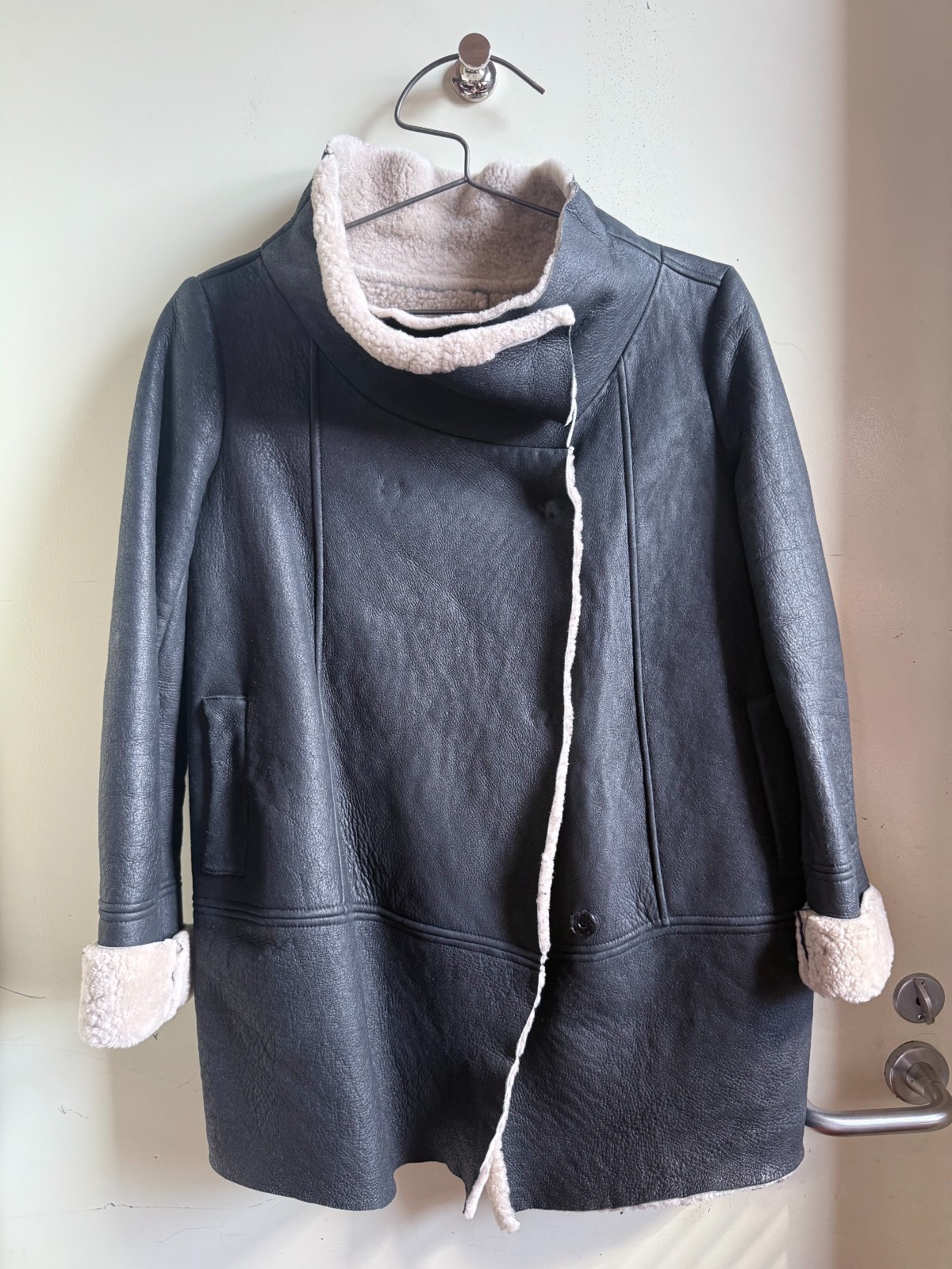 Gary Graham Stunning condition XS-S real leather shearling coat jacket Y2K