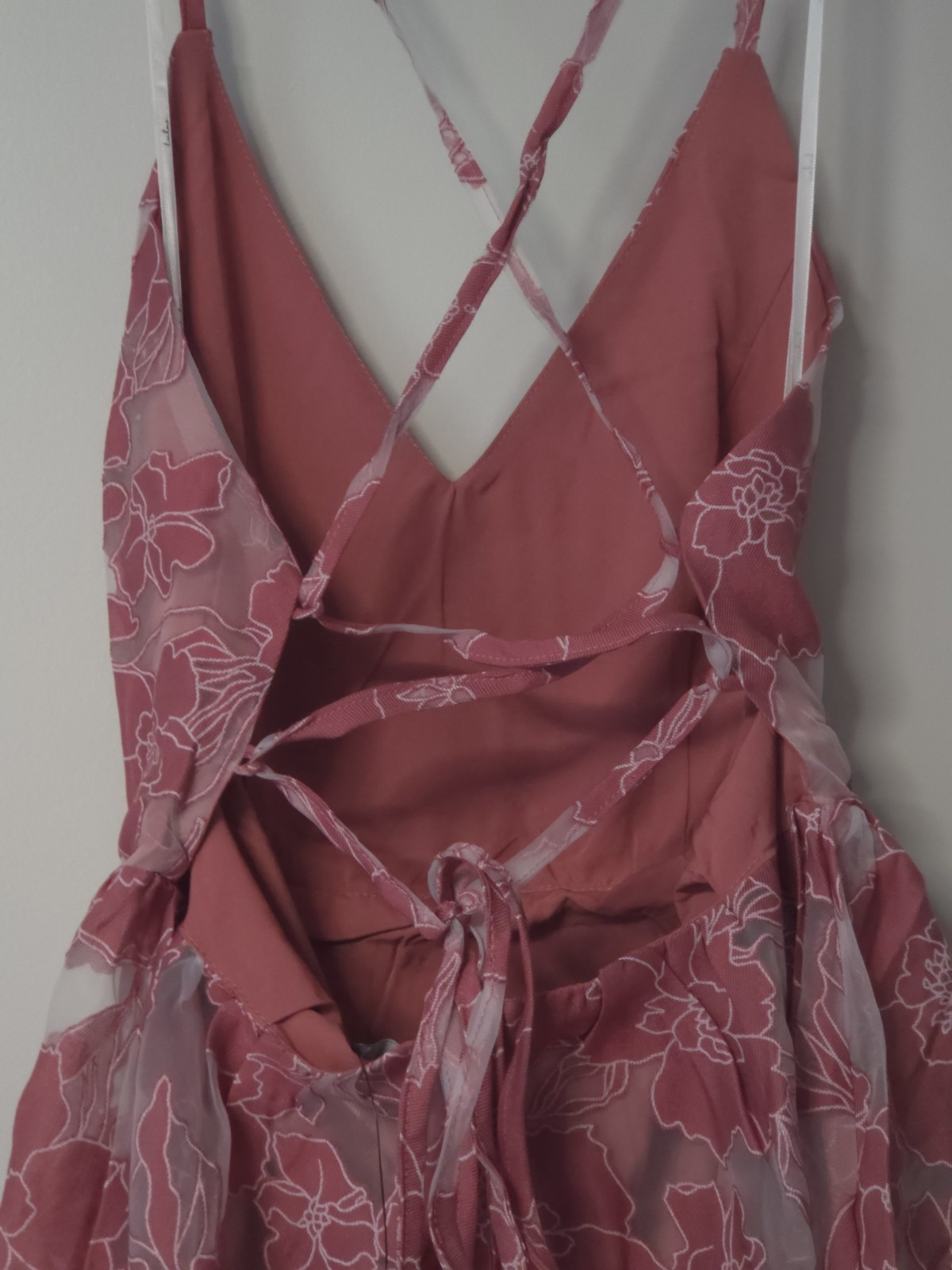 Lulus Feeling Like Forever Rose Jacquard Organza Lace-Up Midi Dress Size XS