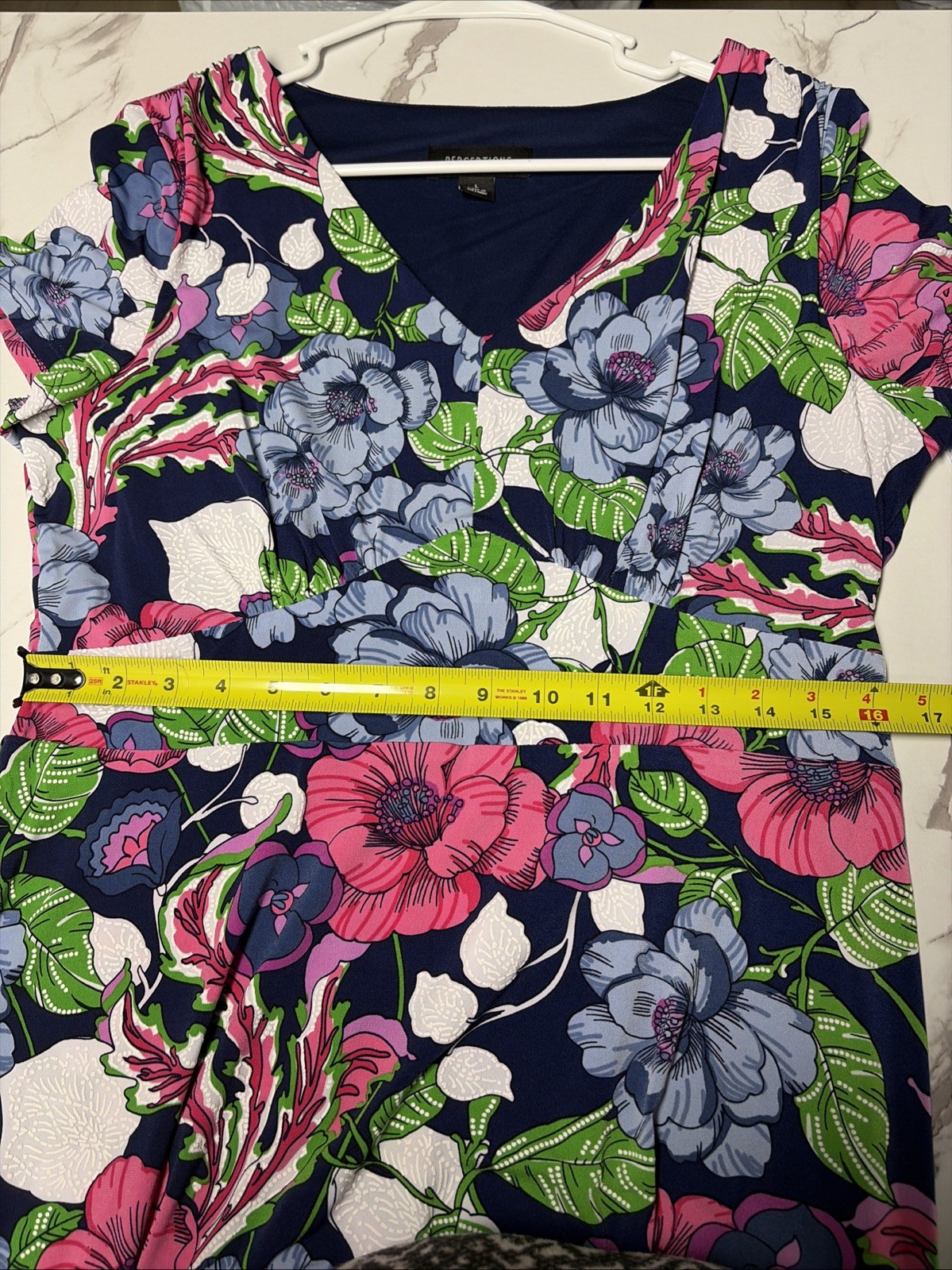 Perceptions NY Pink Blue Floral Midi Dress Sz L NWT Spring Easter Church Casual