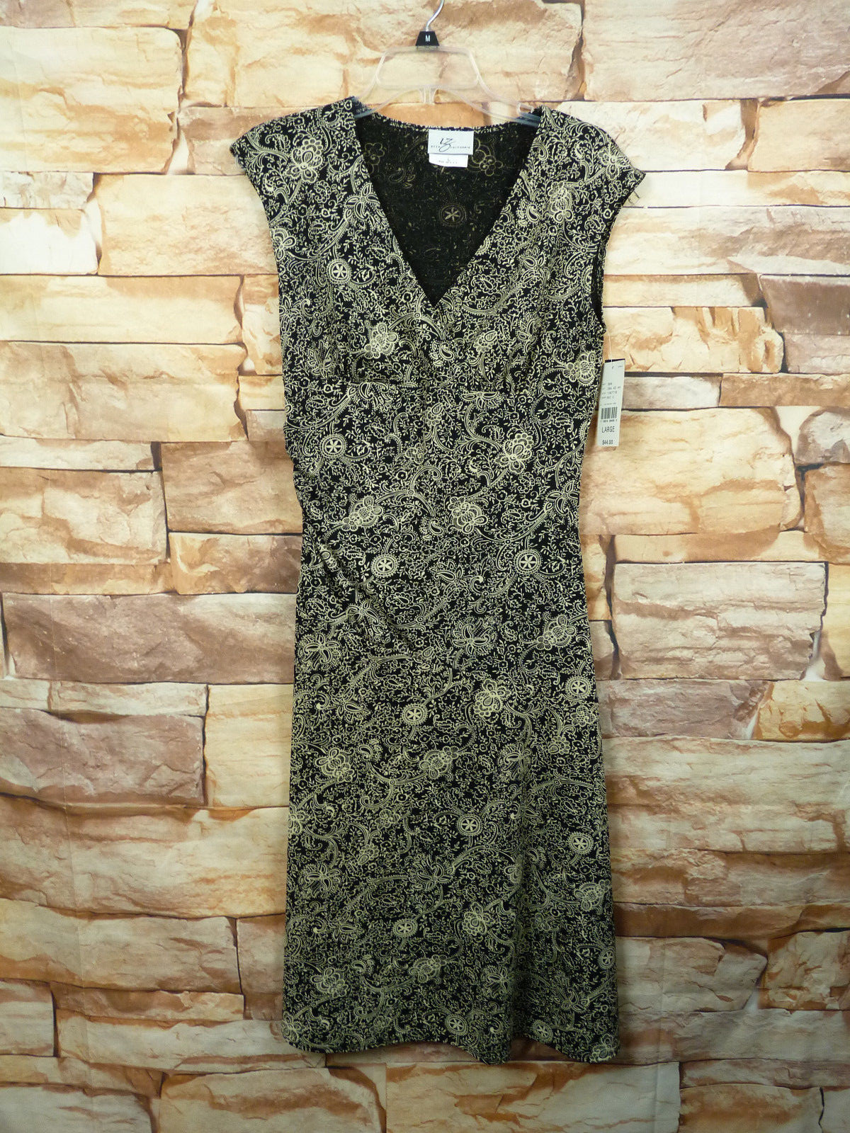 * IZ Byer California Black/white floral Print Dress Sz L Summer NEW Tag $44.00