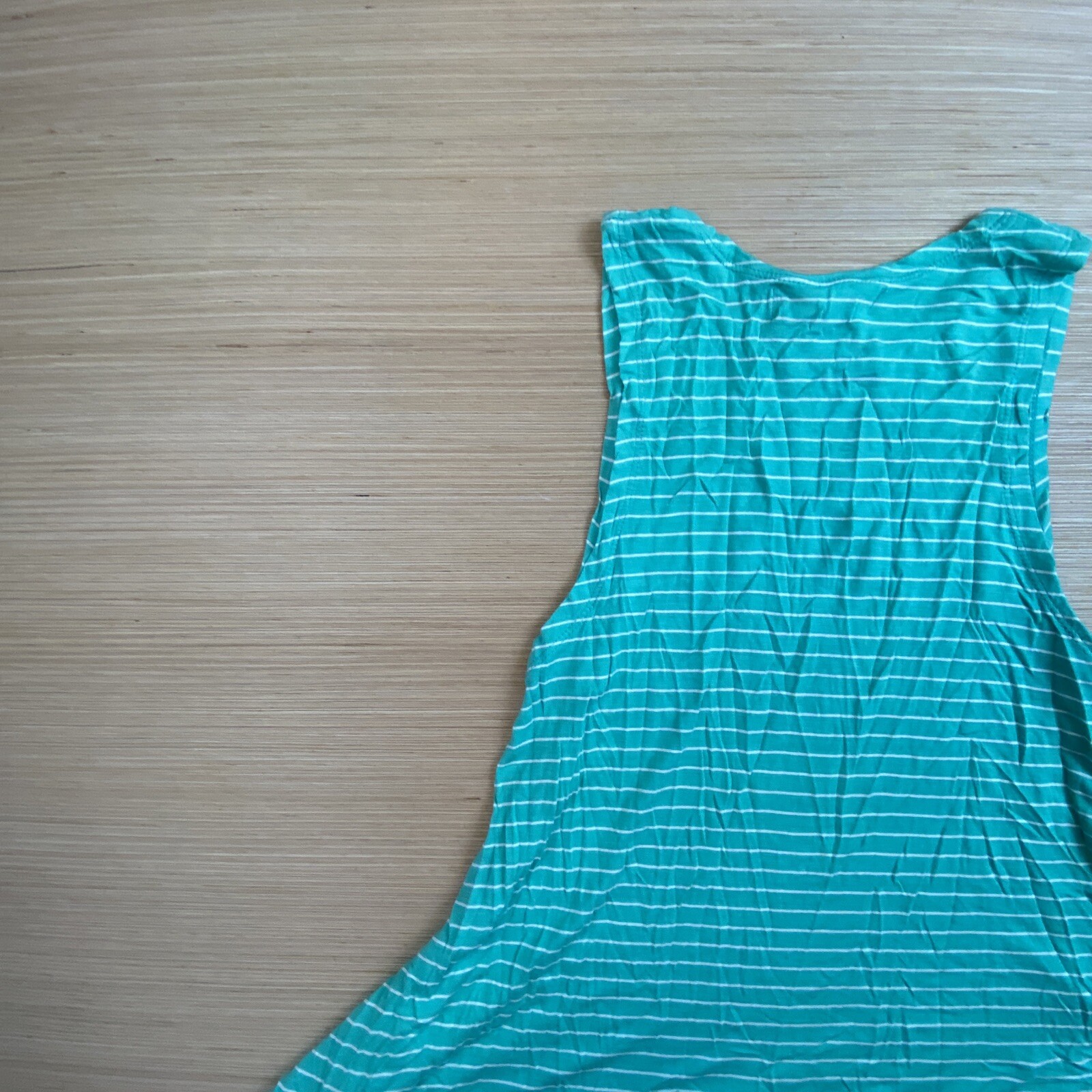 Lagaci Womens Juniors Small Green White Striped Shirt Dress Top Sleeveless Soft