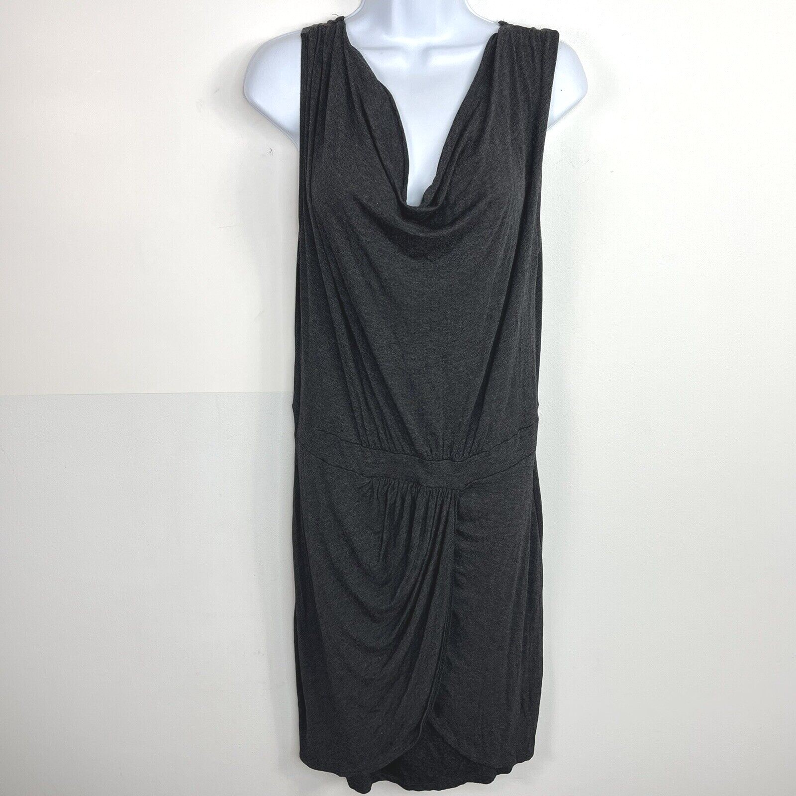 Design History Dress Sz L Gray Ruched Modern Classic Minimalist Quiet Luxury