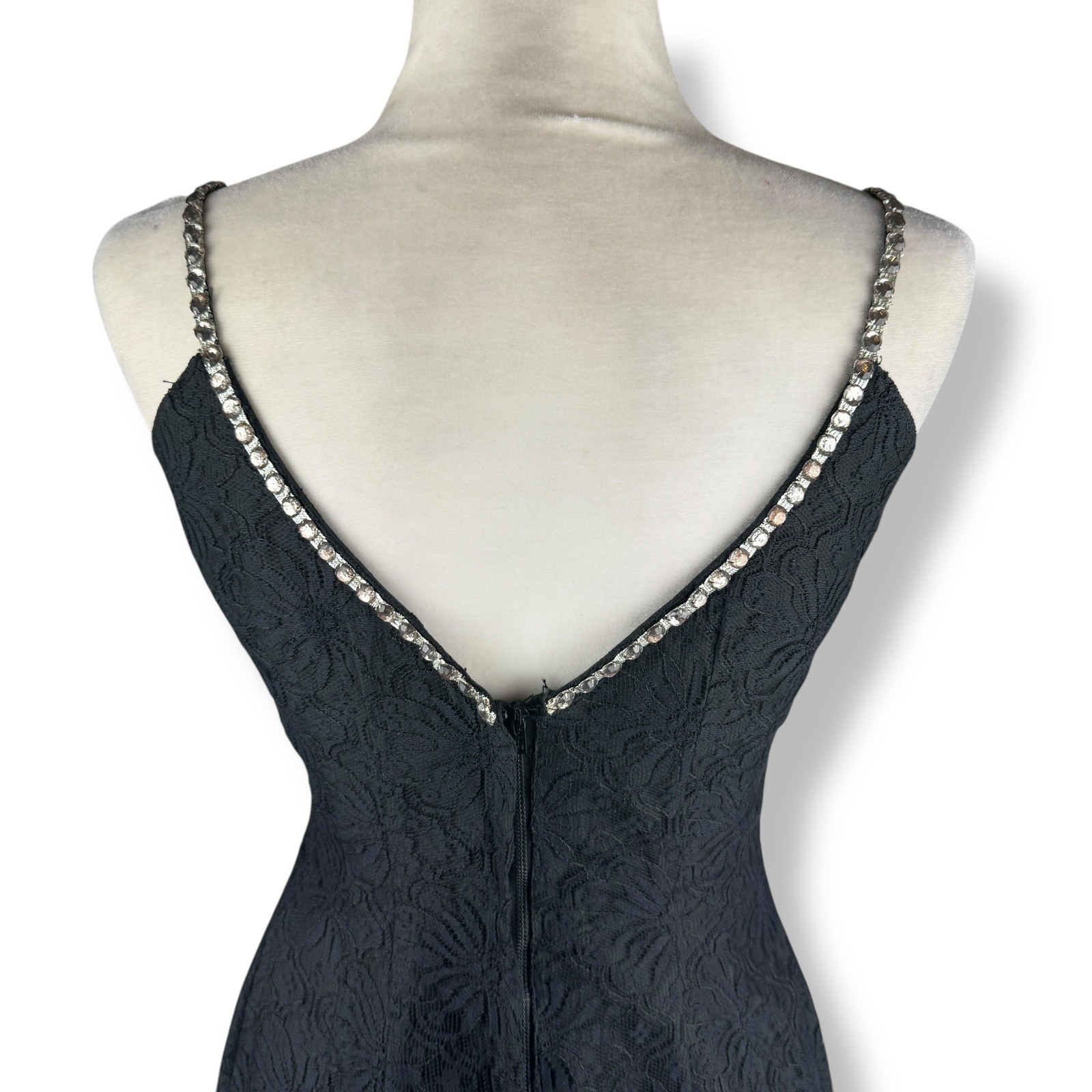 Lilli Diamond Black Lace Wiggle Dress Womens Size Small Glam Vintage 50s 60s