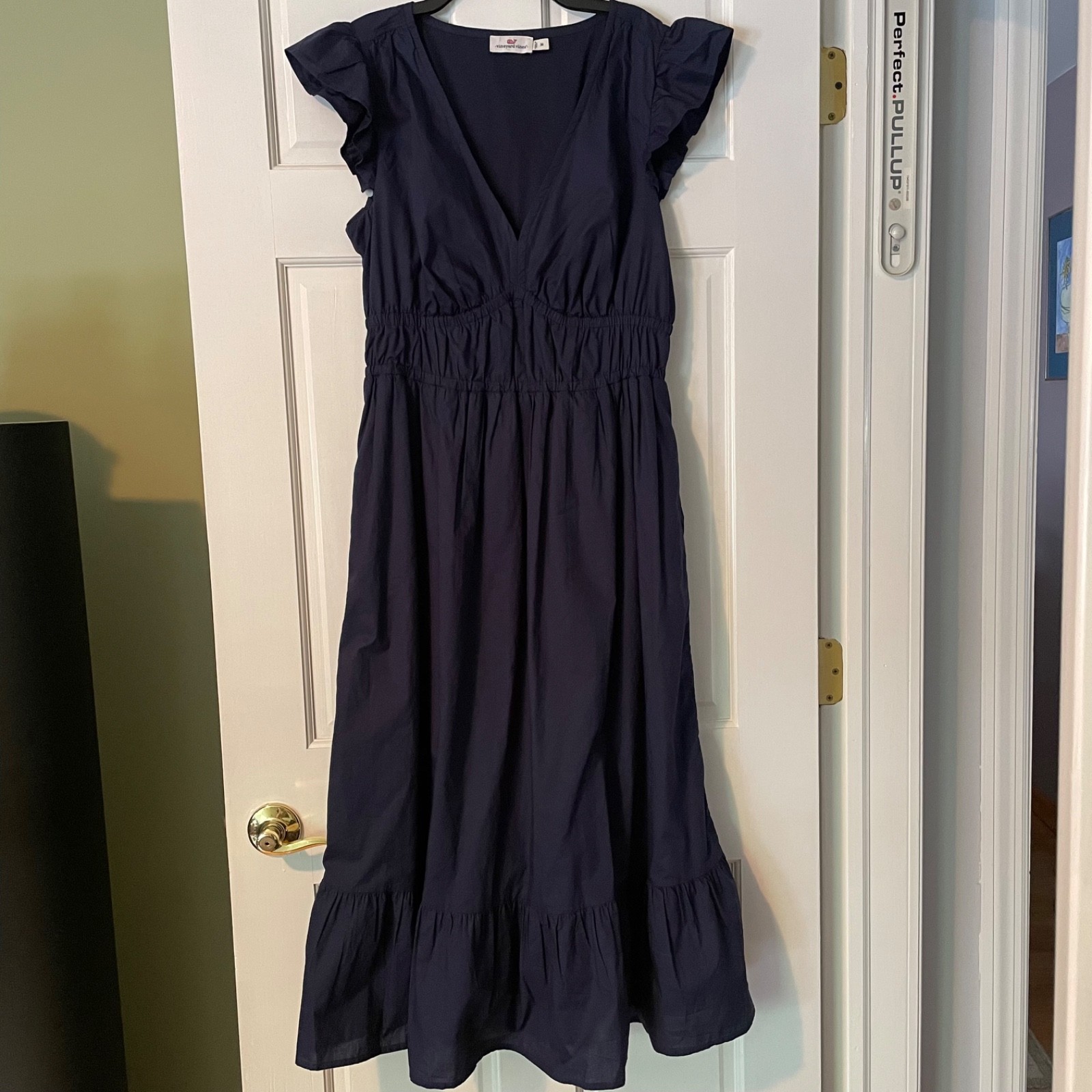 Vineyard Vines Marina Poplin Flutter Sleeve Midi Dress Size M