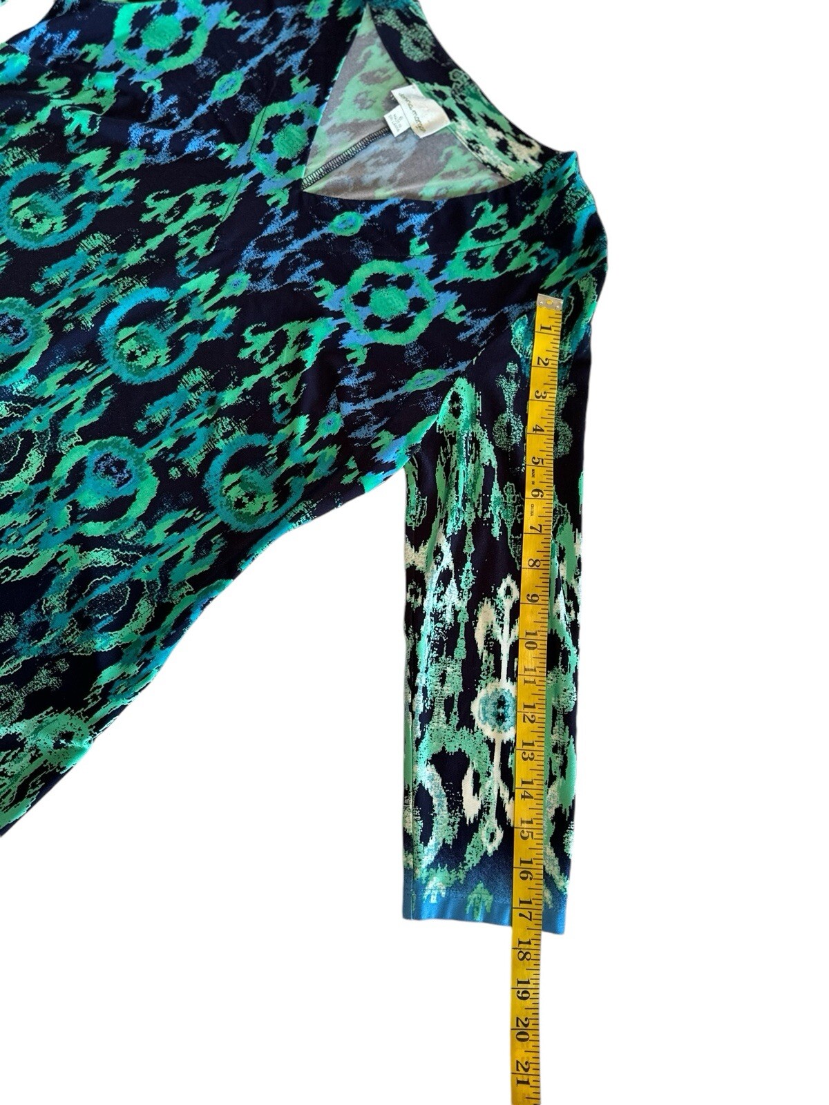 Donna Morgan Shift Pencil Dress Womens 6 Stretch Multicolor V-Neck 3/4 Sleeves