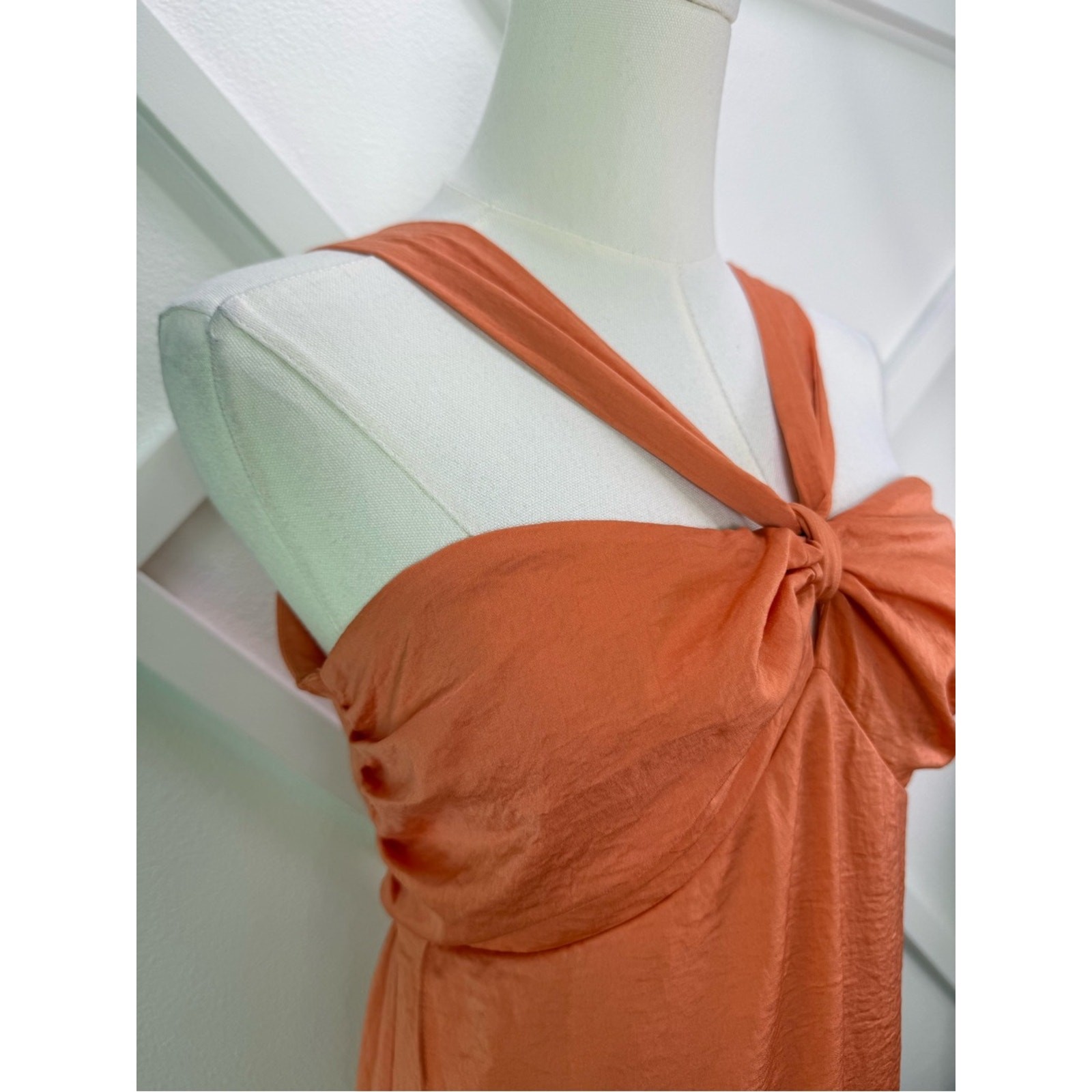 NWT Promesa Cape Cod Tulip Hem Open Back Maxi Dress In Coral Size Medium