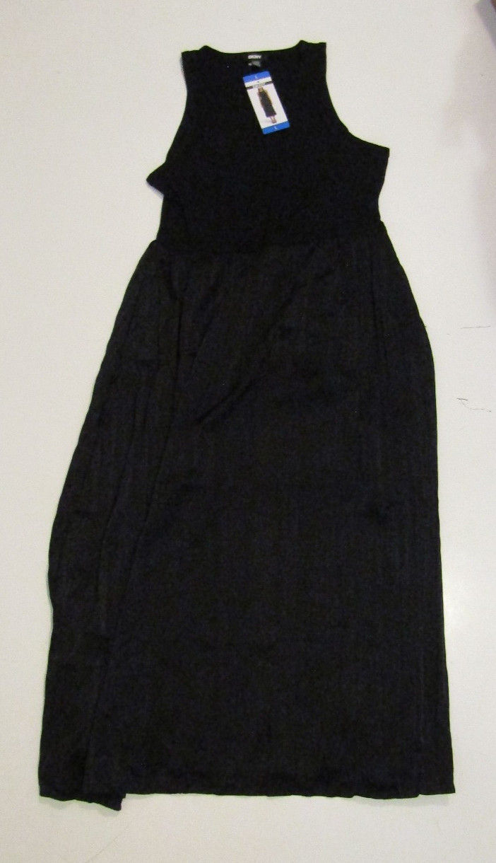 DKNY Black Sleeveless Tank Dress Pleated Skirt Sz Large L NWT Womens