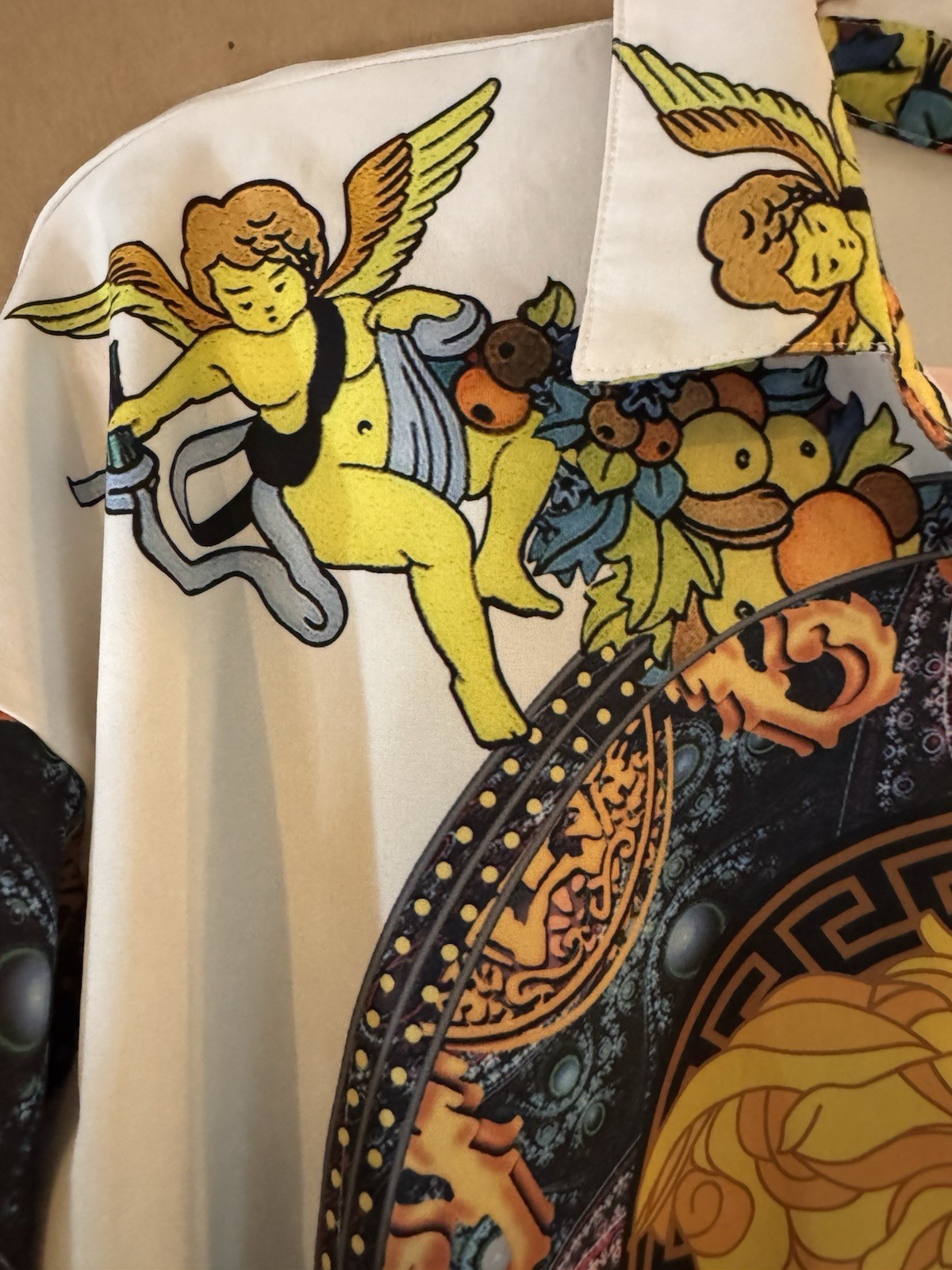 Medusa Parrots Cherubs fruit Super Soft Button Down Collared Shirt Dress 2XL