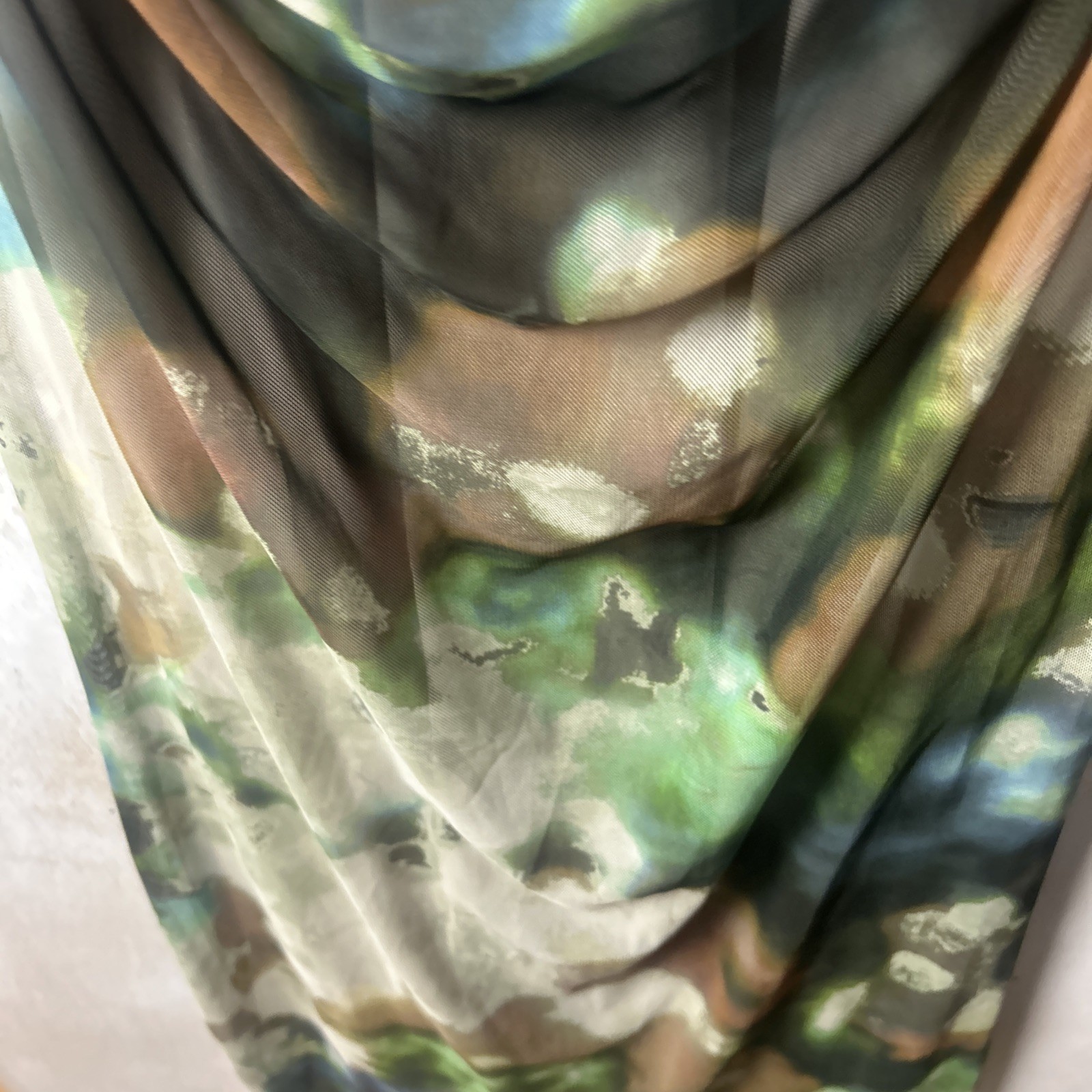 Zara Long Tie-dye Tulle Green Dress Size Medium New with Tags (J)