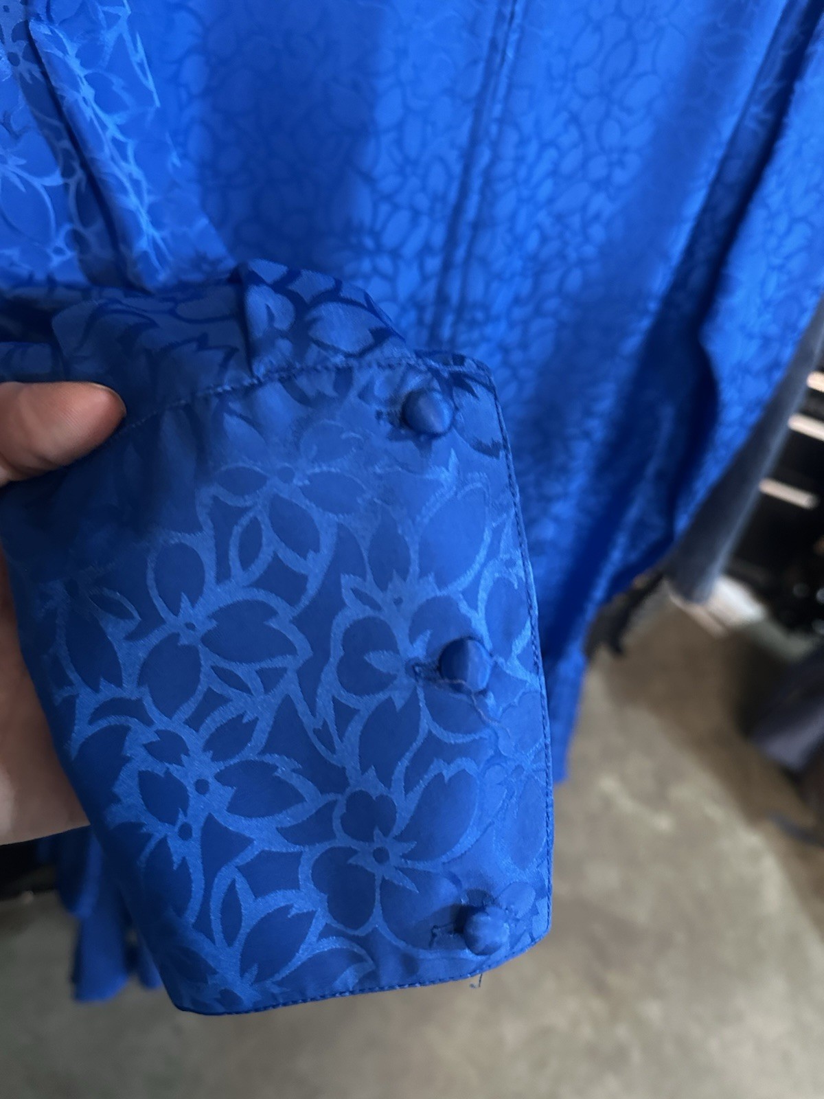 Silk Studio,royal blue,button front,padded,quarter sleeves,100% SILK,sz10,M