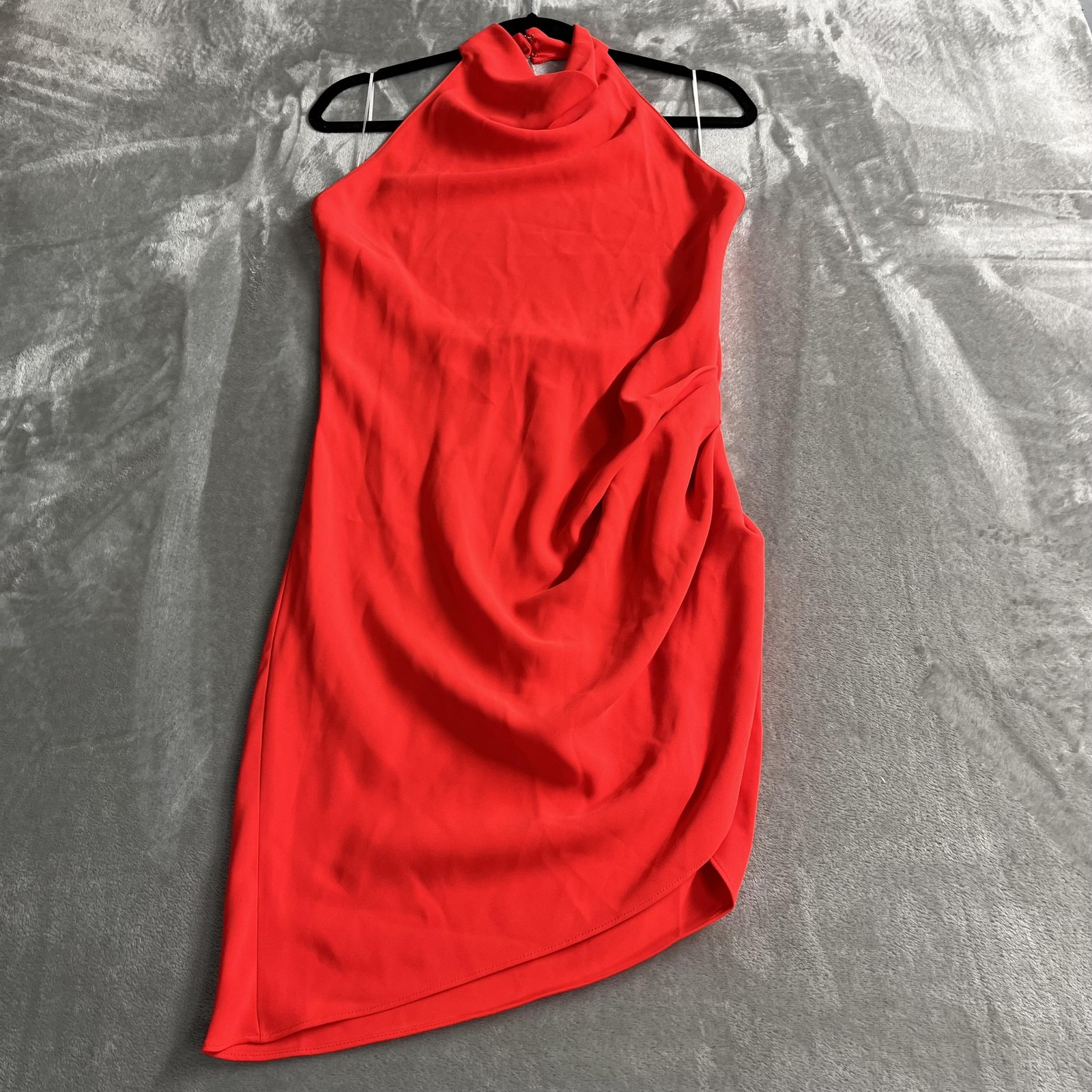Amanda Uprichard Dress Womens Medium Red Halter Asymmetrical Sheath Cocktail