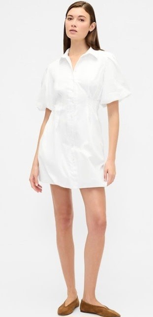 NWT Gap Bubble Hem Mini Shirtdress, Size M, White, Beachy Party Wedding Preppy