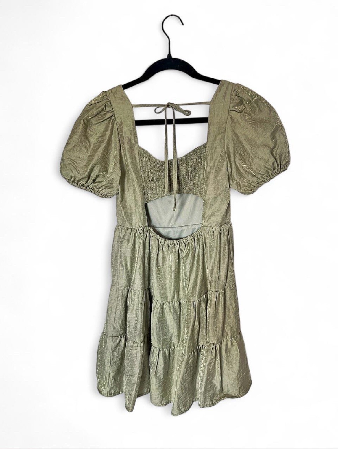 Altar’d State Green Square Neck Puff Sleeve Cottagecore Mini Dress Size Small
