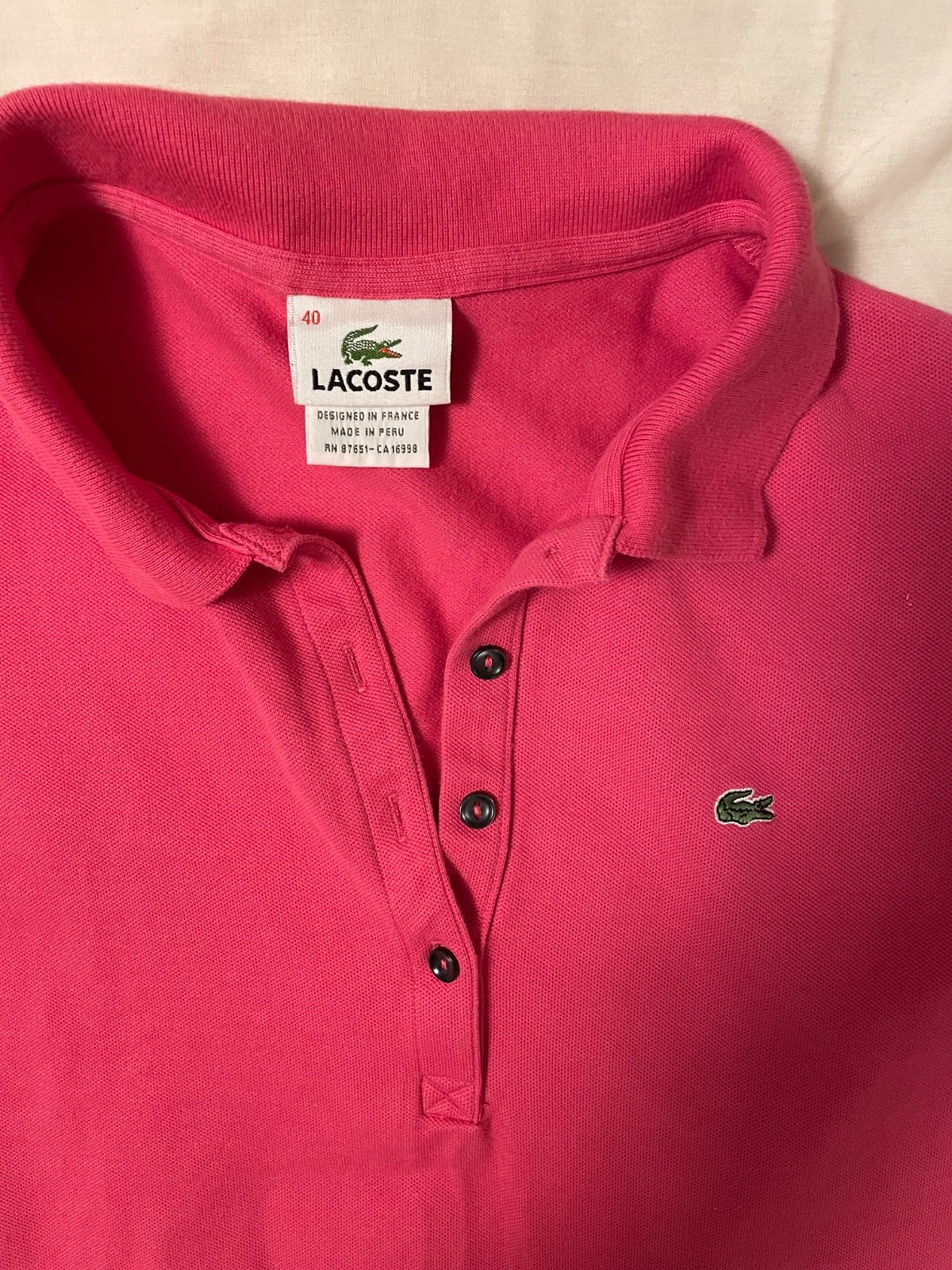 Lacoste Women’s Slim Fit Stretch Mini Piqué Polo Dress Pink Short Sleeve Size 40