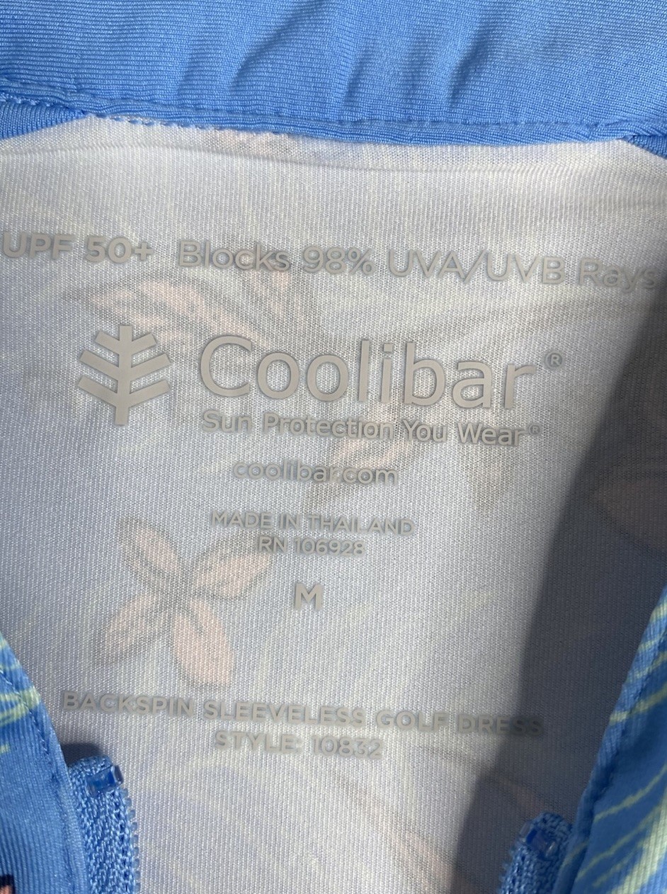 NWT Coolibar 1/4 ZipBackspin Blue floral Golf /Tennis Dress W/Shorts UPF50 Sz M