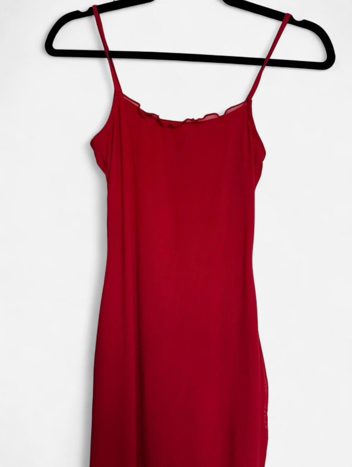 H&M Women’s Red Solid Spaghetti Strap Sleeveless Mini Midi Dress XS